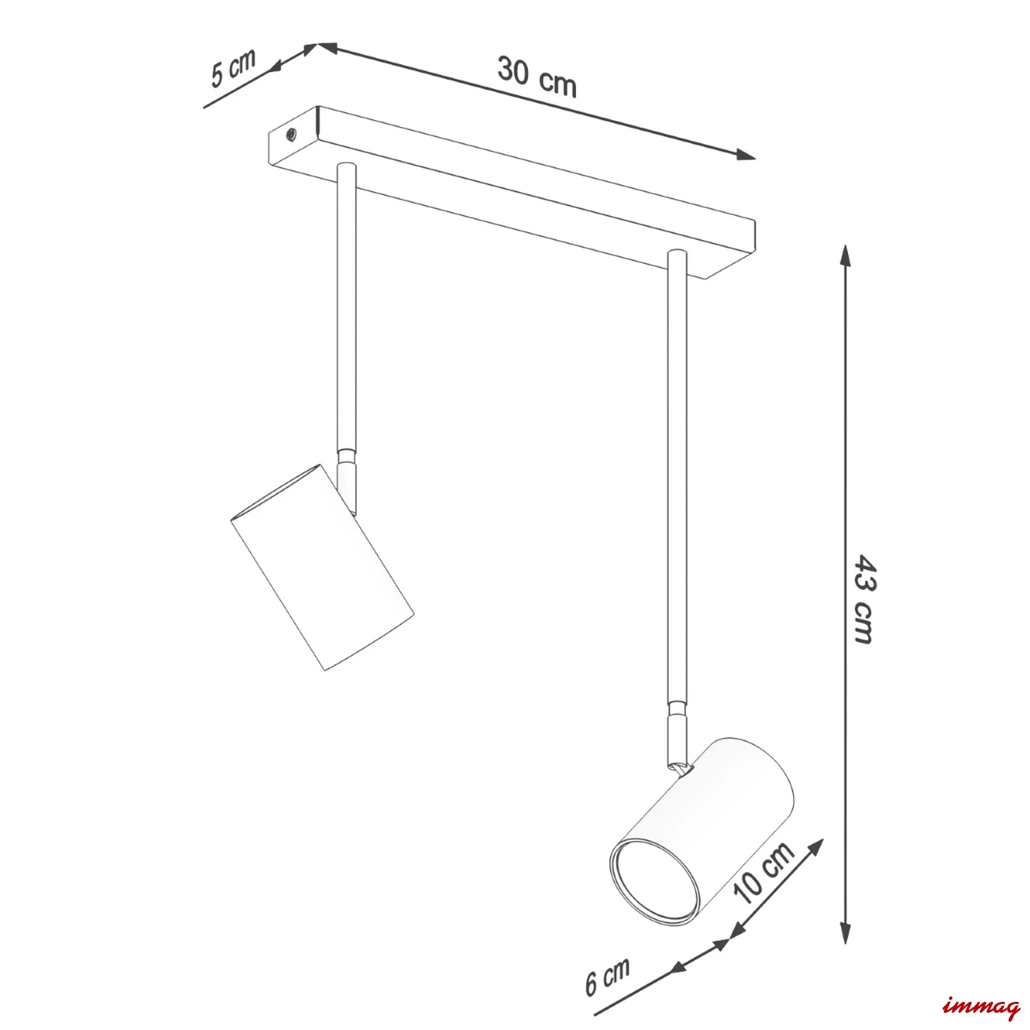 Lampa sufitowa NORANO 2 czarna plafon SL.1075 SOLLUX LIGHTING - wymiary