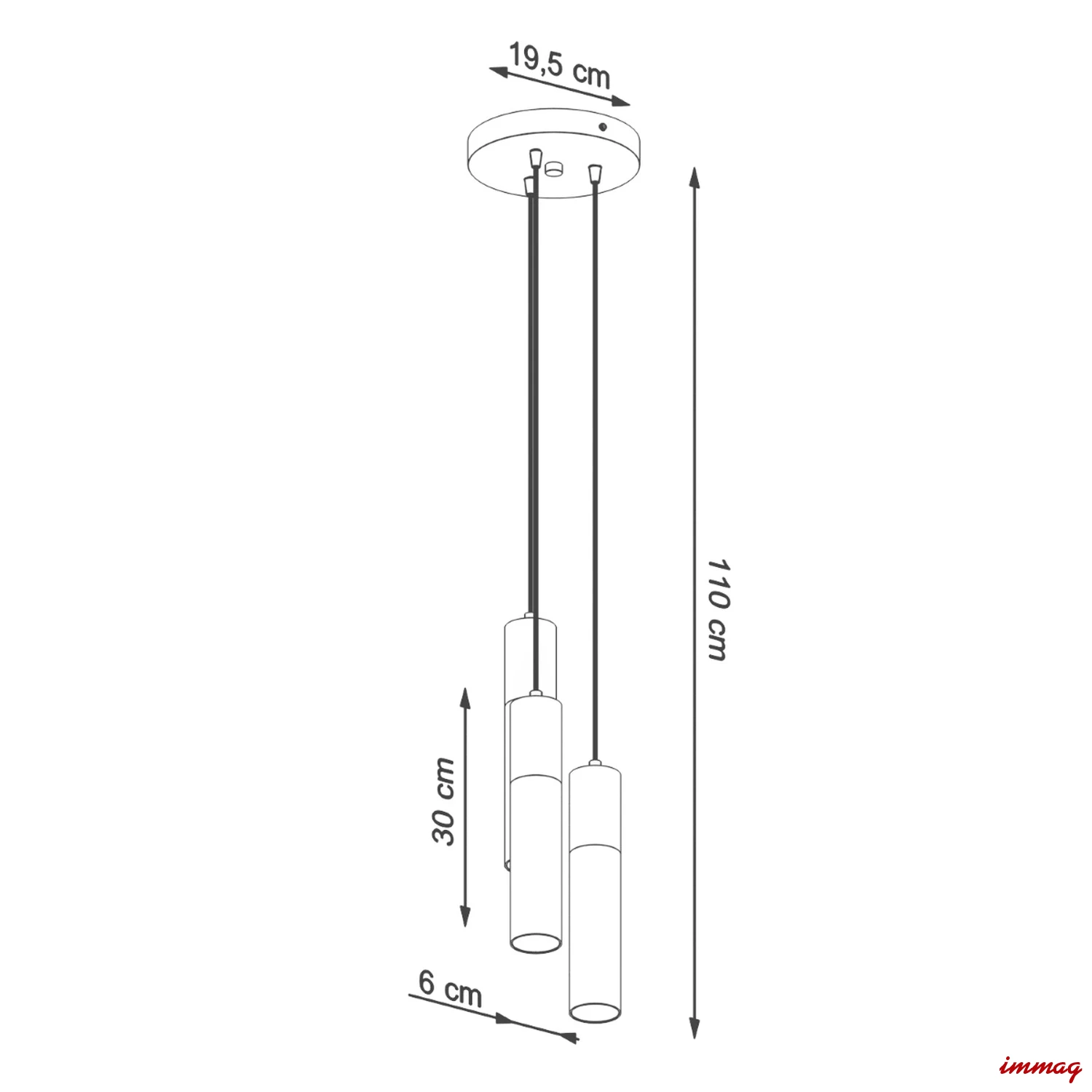 Lampa wisząca BORGIO 3P biała zwis SL.1080 SOLLUX LIGHTING - wymiary
