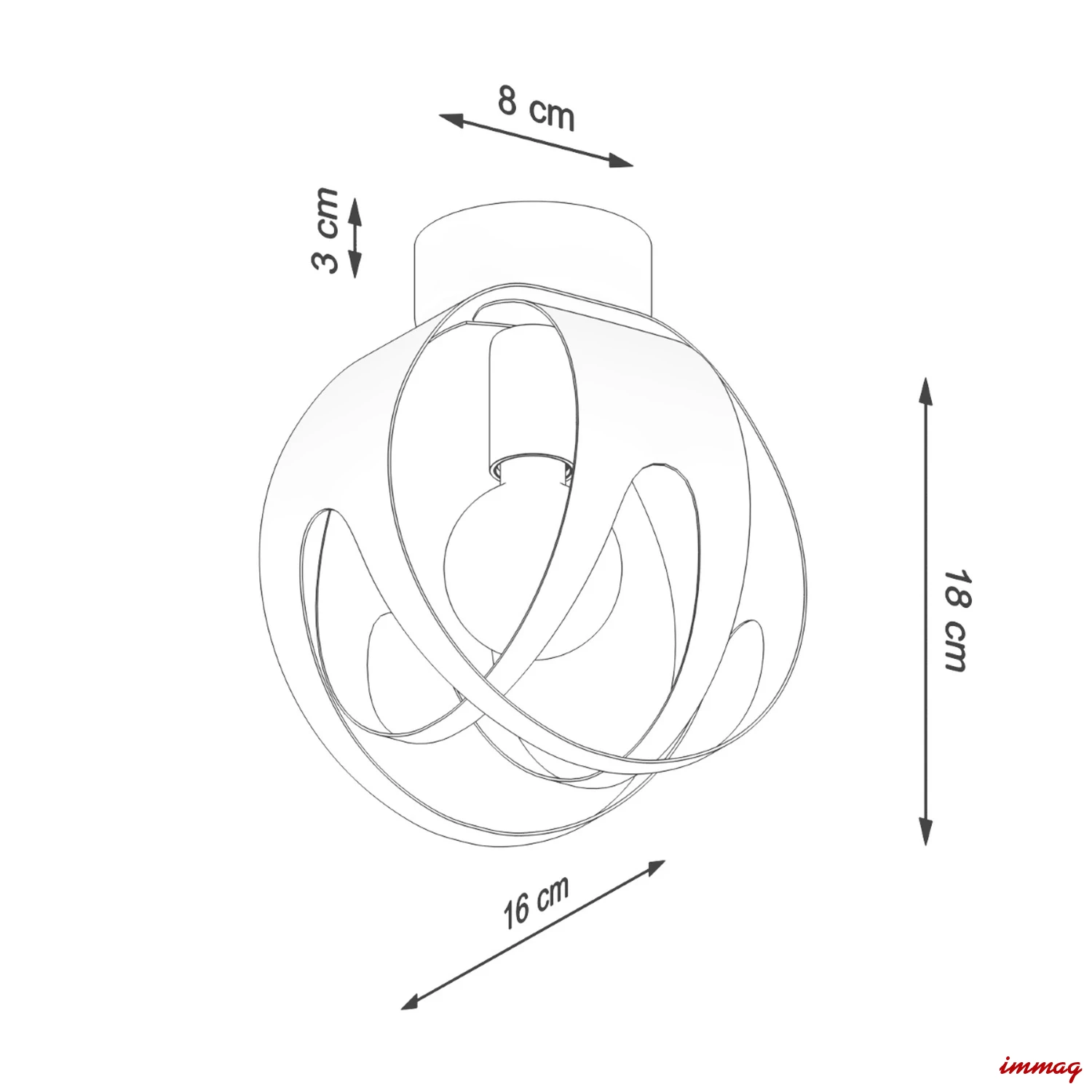 Lampa sufitowa TULOS biała plafon SL.1082 SOLLUX LIGHTING - wymiary
