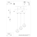 Lampa wisząca TULOS 3L czarna zwis SL.1089 SOLLUX LIGHTING