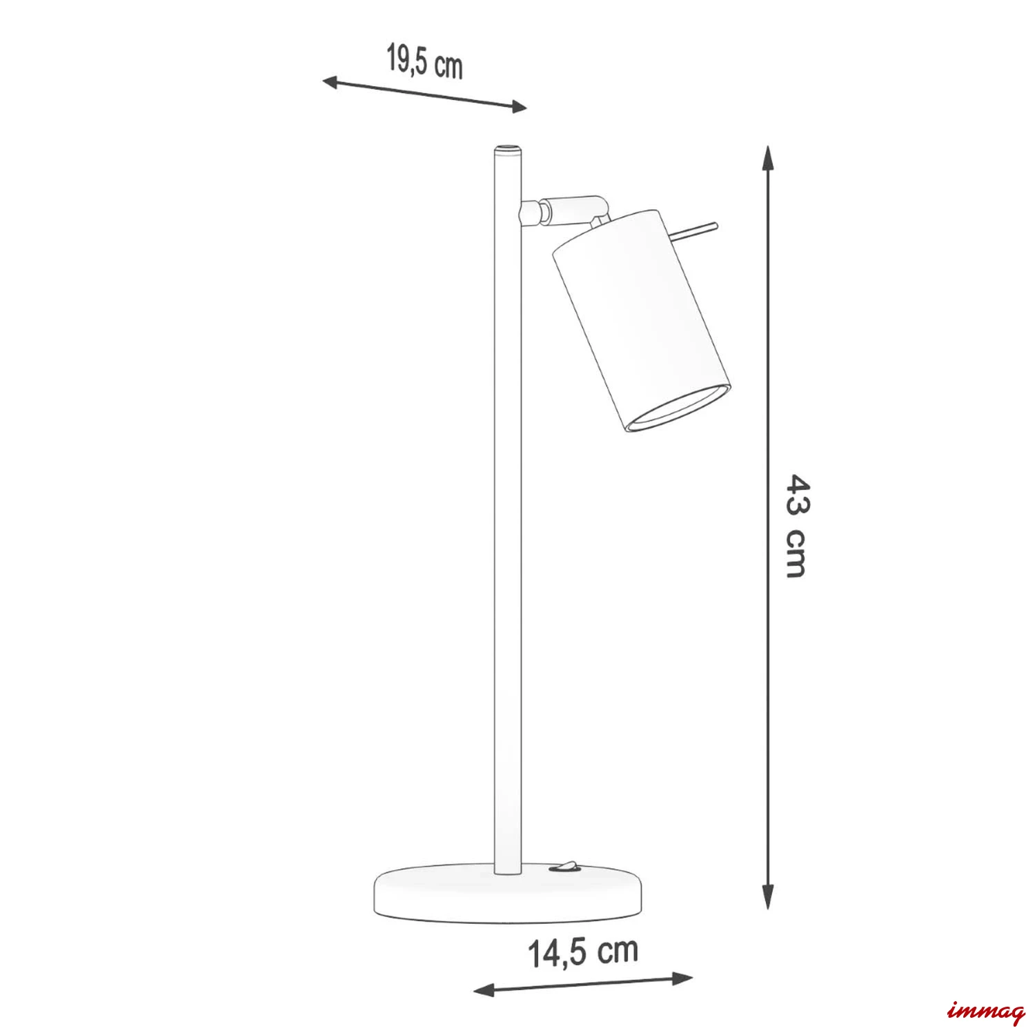 Lampa biurkowa RING czarna lampka biurkowa SL.1091 SOLLUX LIGHTING - wymiary