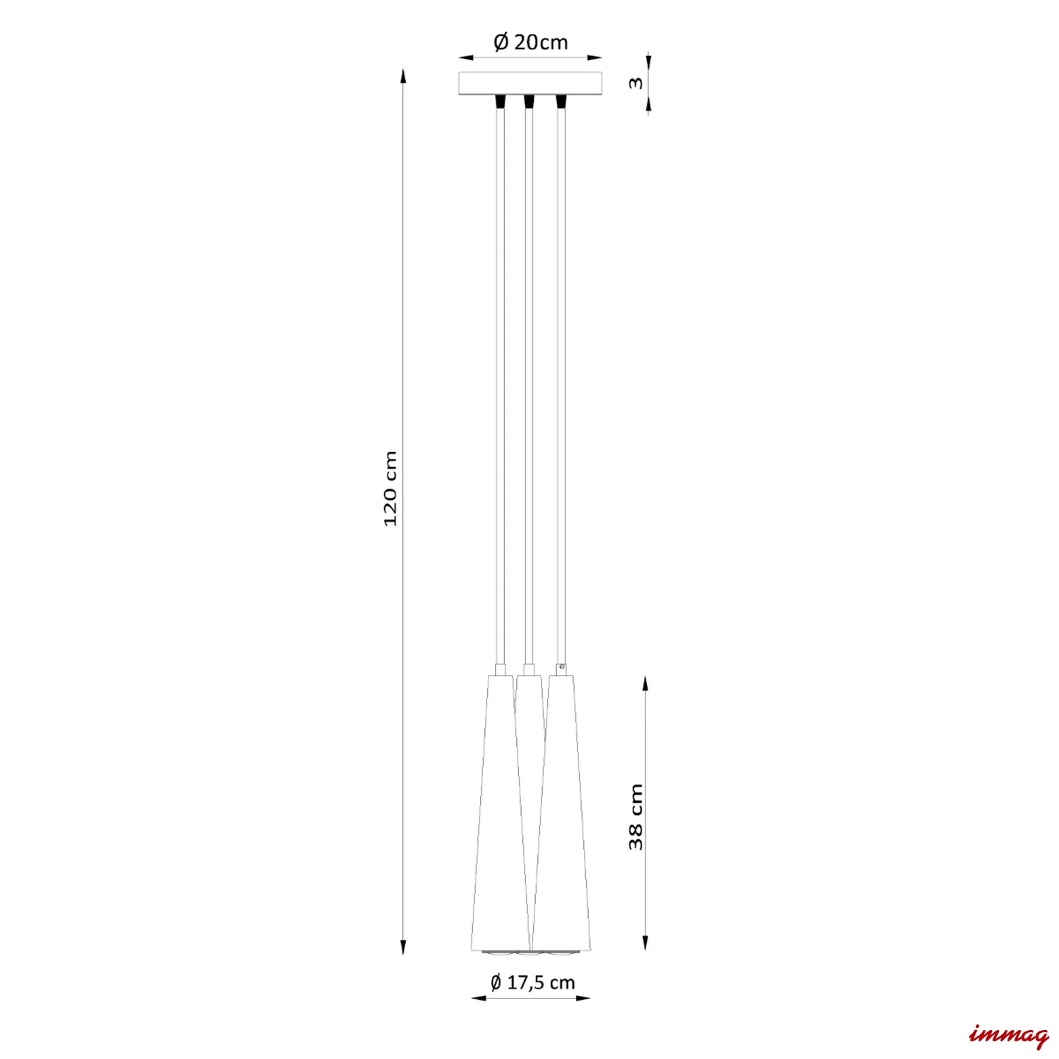 Lampa wisząca SULA 3P naturalne drewno zwis SL.1101 SOLLUX LIGHTING - wymiary