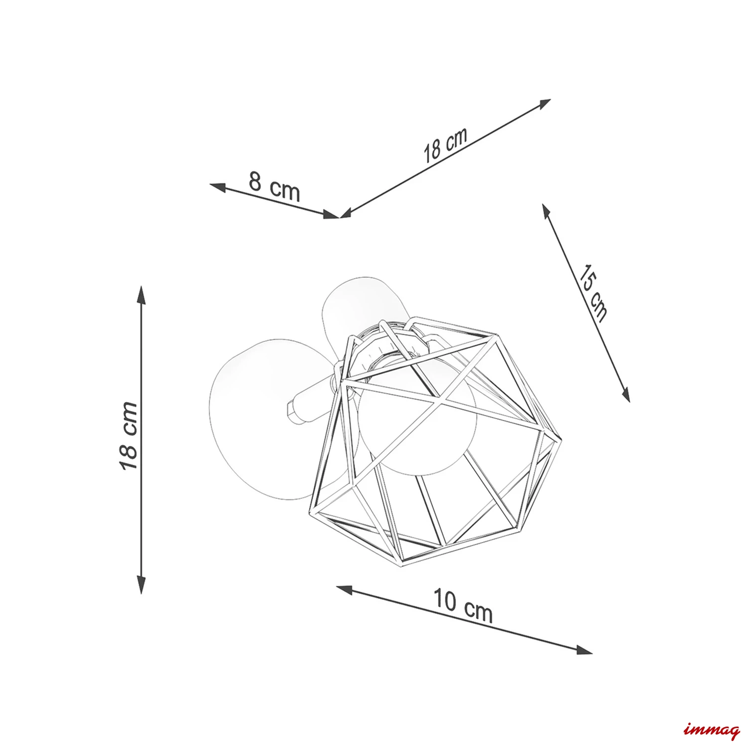 Lampa ścienna ARTEMIS 1 czarna kinkiet SL.1105 SOLLUX LIGHTING - wymiary