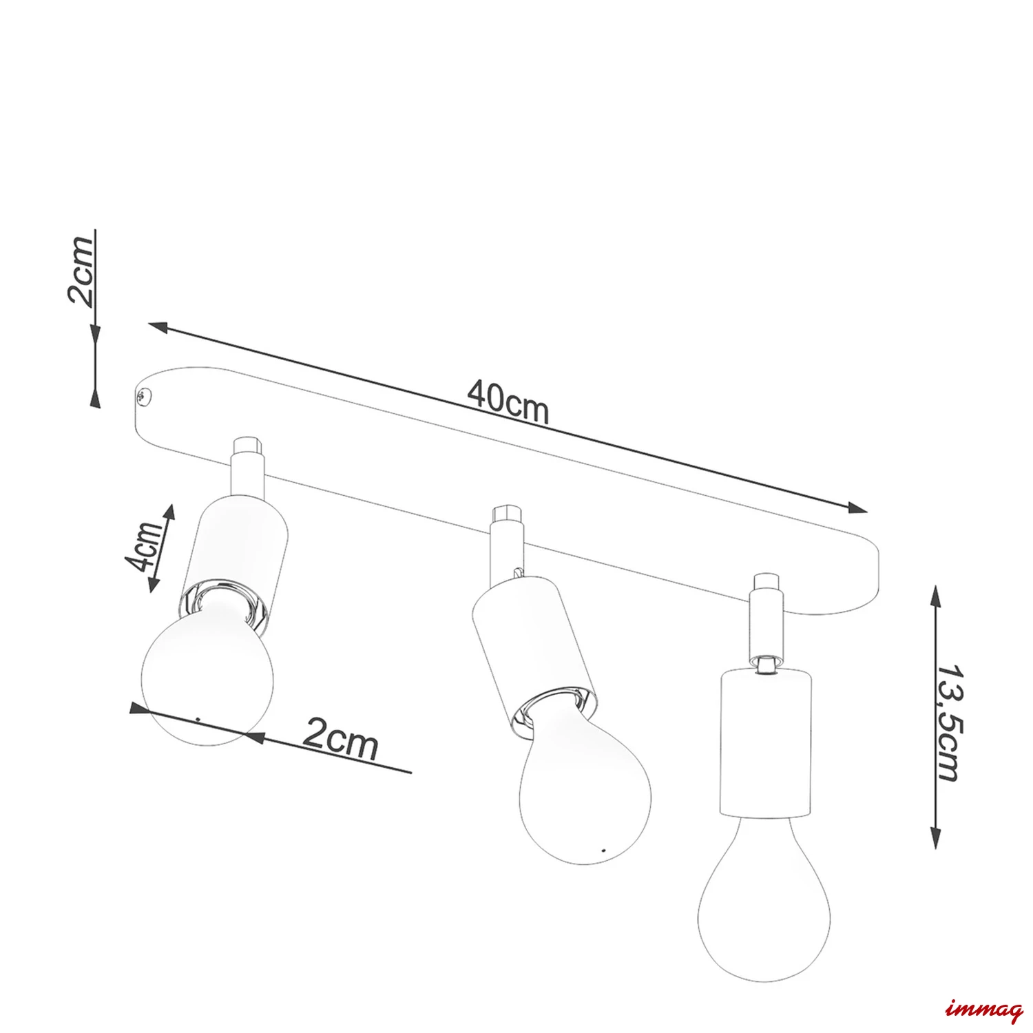 Lampa sufitowa FORNES 3 czarna plafon SL.1122 SOLLUX LIGHTING - wymiary
