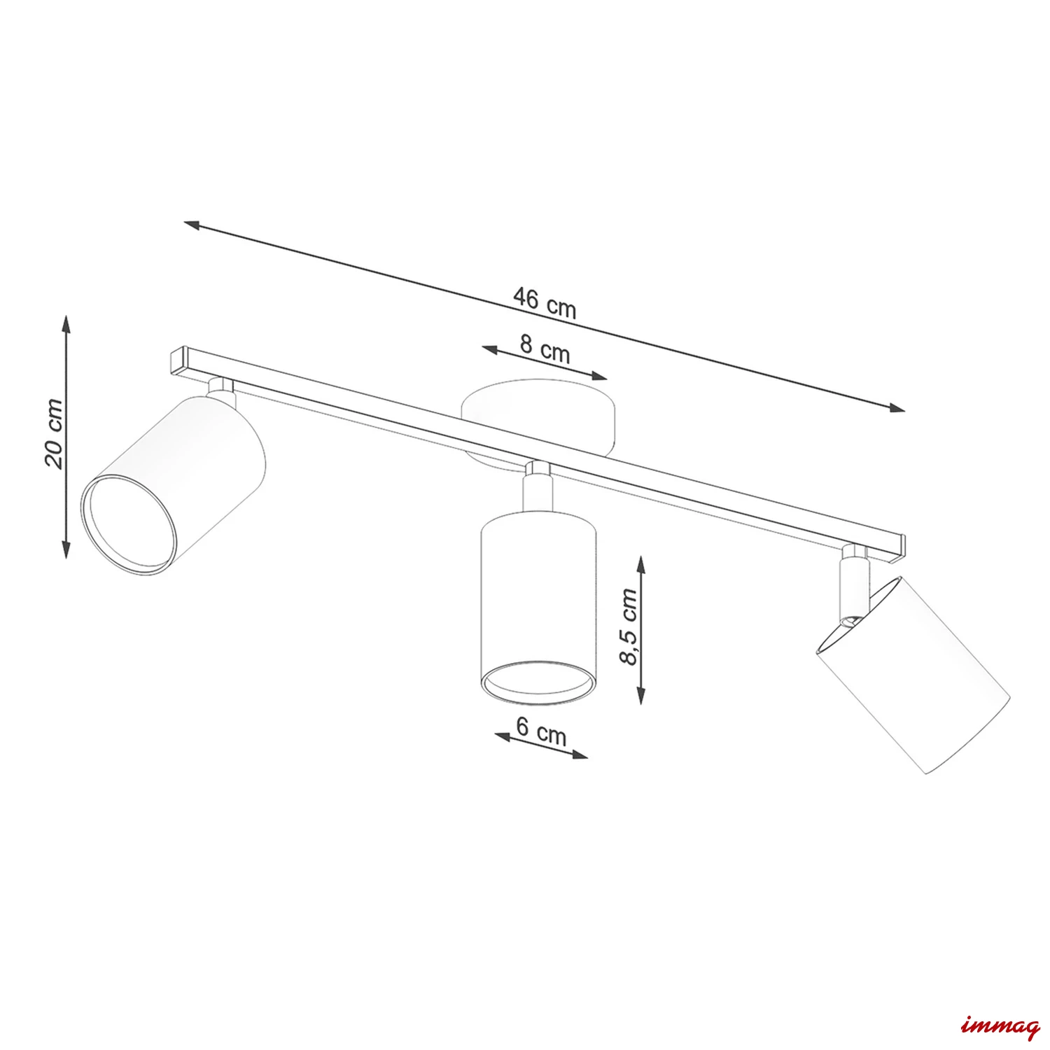 Lampa sufitowa LEMMI 3 biała plafon SL.1125 SOLLUX LIGHTING - wymiary
