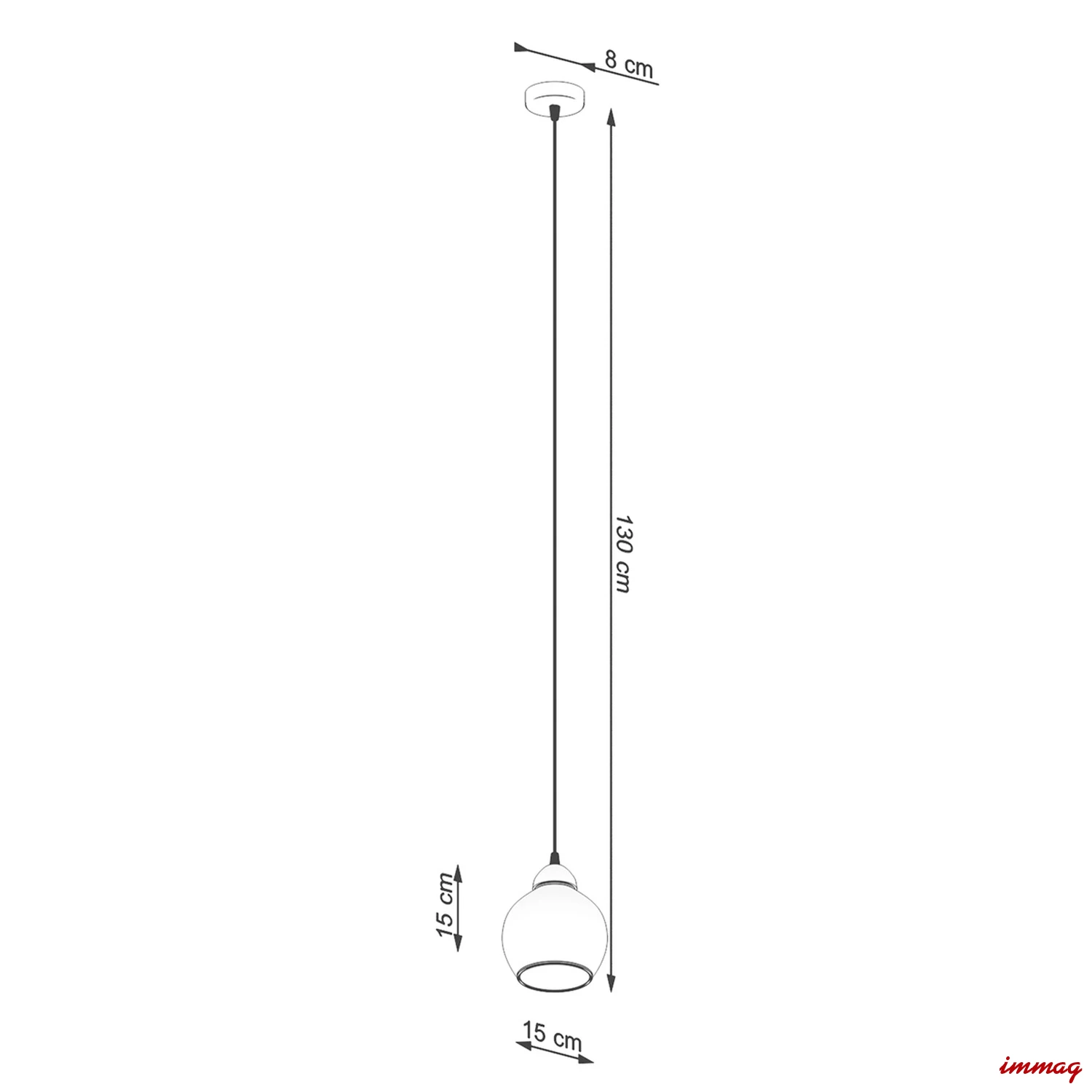 Lampa wisząca ALINO 1 czarna zwis SL.1141 SOLLUX LIGHTING - wymiary