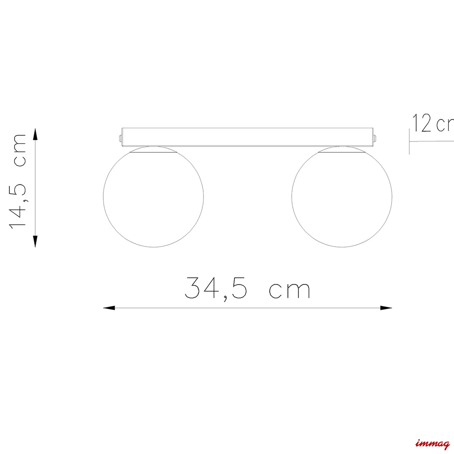 Lampa sufitowa YOLI 2 biała plafon SL.1147 SOLLUX LIGHTING - wymiary