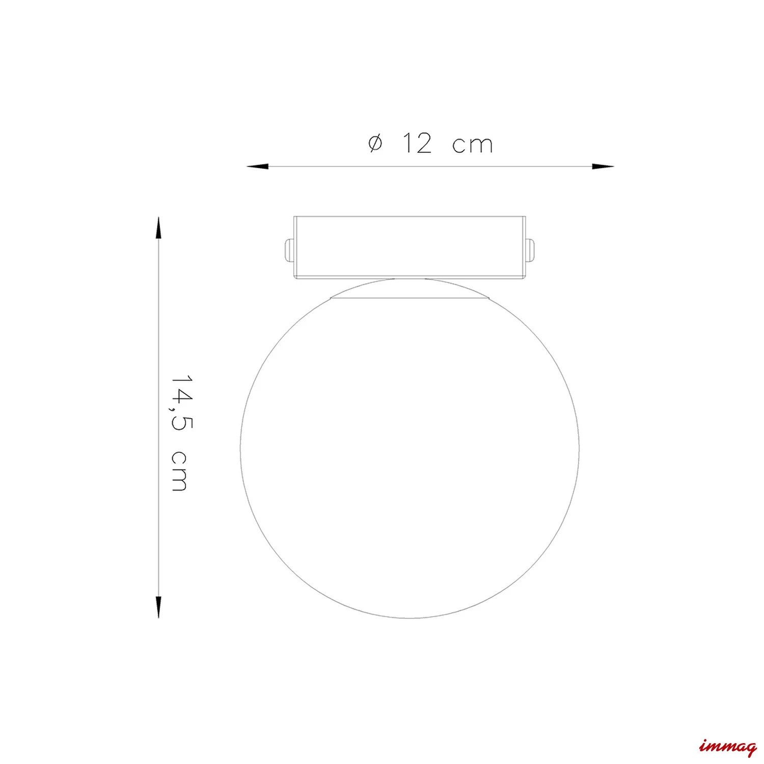 Lampa sufitowa YOLI 1 czarna plafon SL.1151 SOLLUX LIGHTING - wymiary