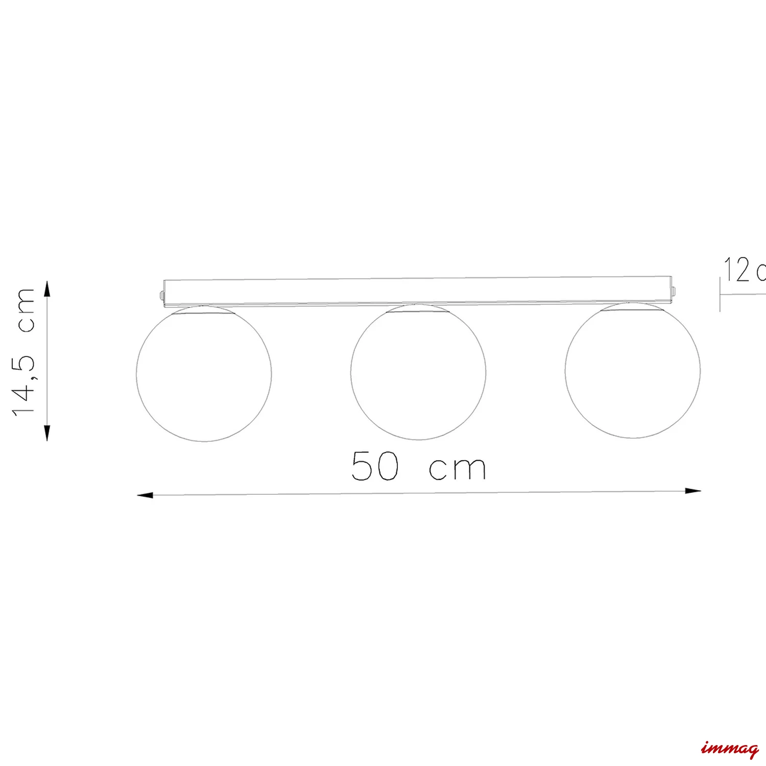 Lampa sufitowa YOLI 3 czarna plafon SL.1153 SOLLUX LIGHTING - wymiary