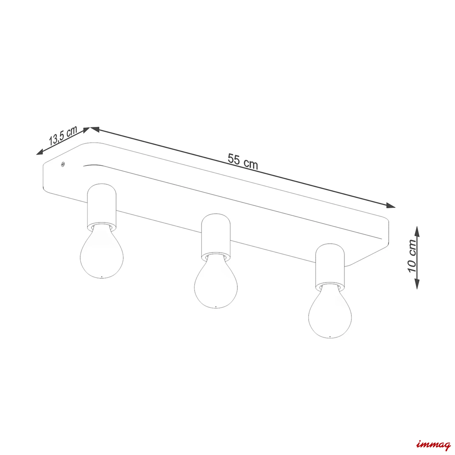 Lampa sufitowa TAVO 3 plafon SL.1158 SOLLUX LIGHTING - wymiary
