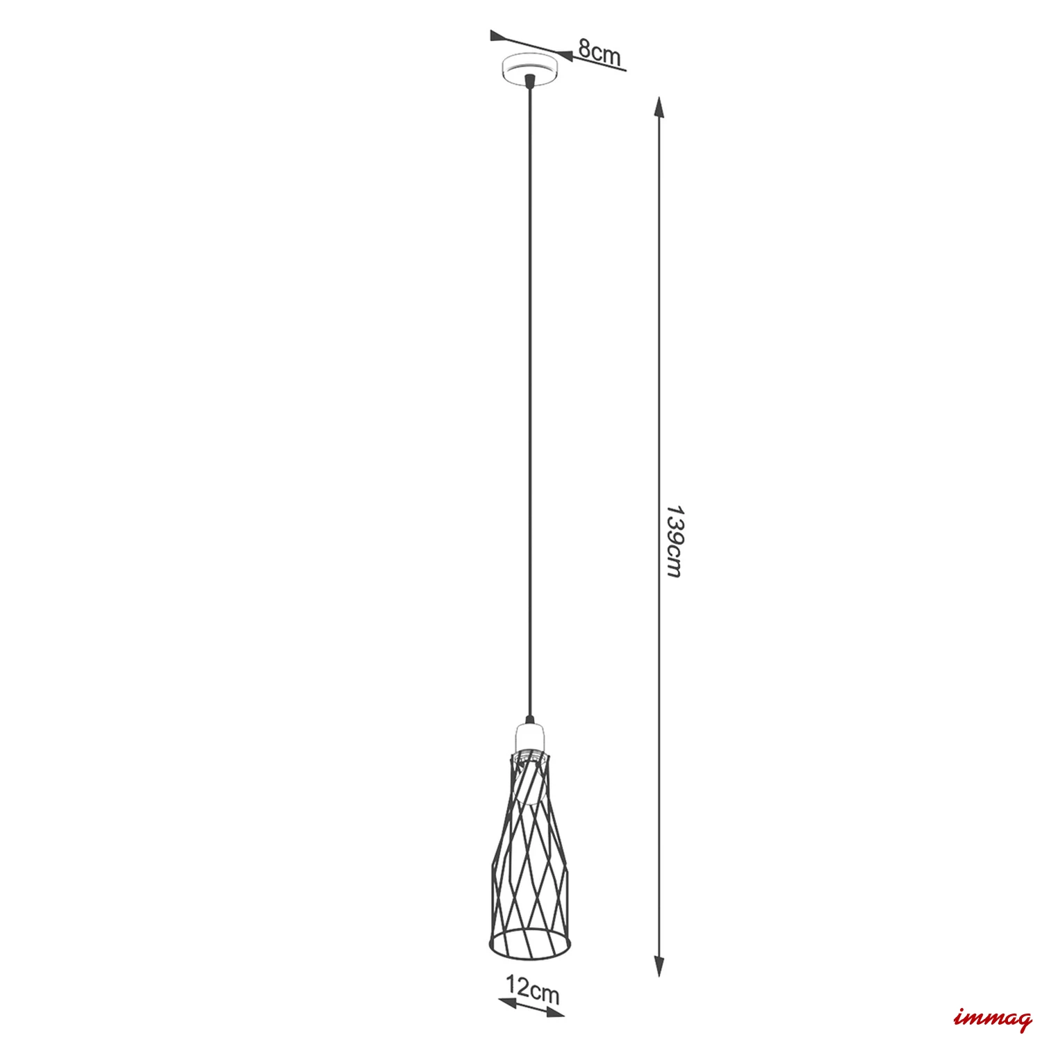 Lampa wisząca SUBA 1 czarna zwis SL.1165 SOLLUX LIGHTING - wymiary