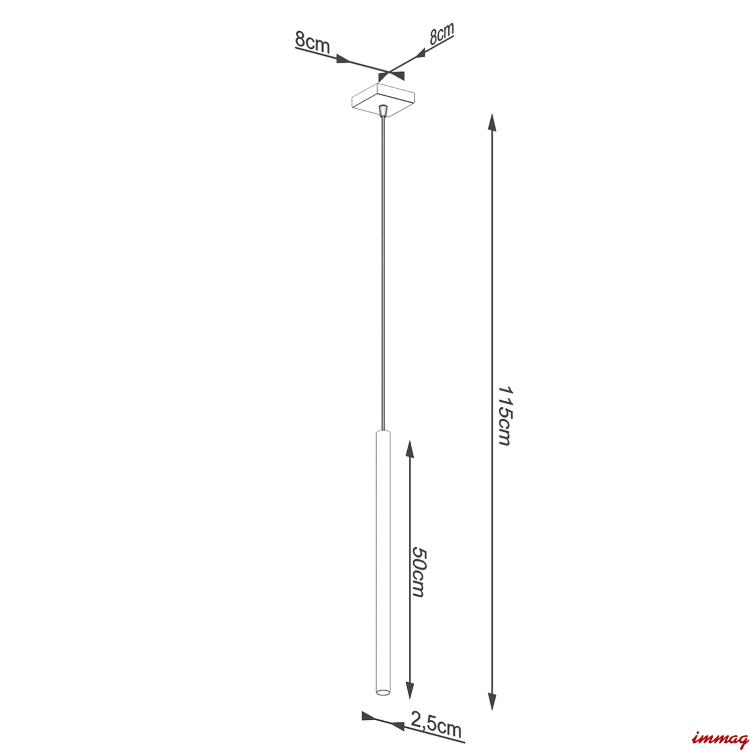 Lampa wisząca PASTELO 1 złota zwis SL.1170 SOLLUX LIGHTING - wymiary