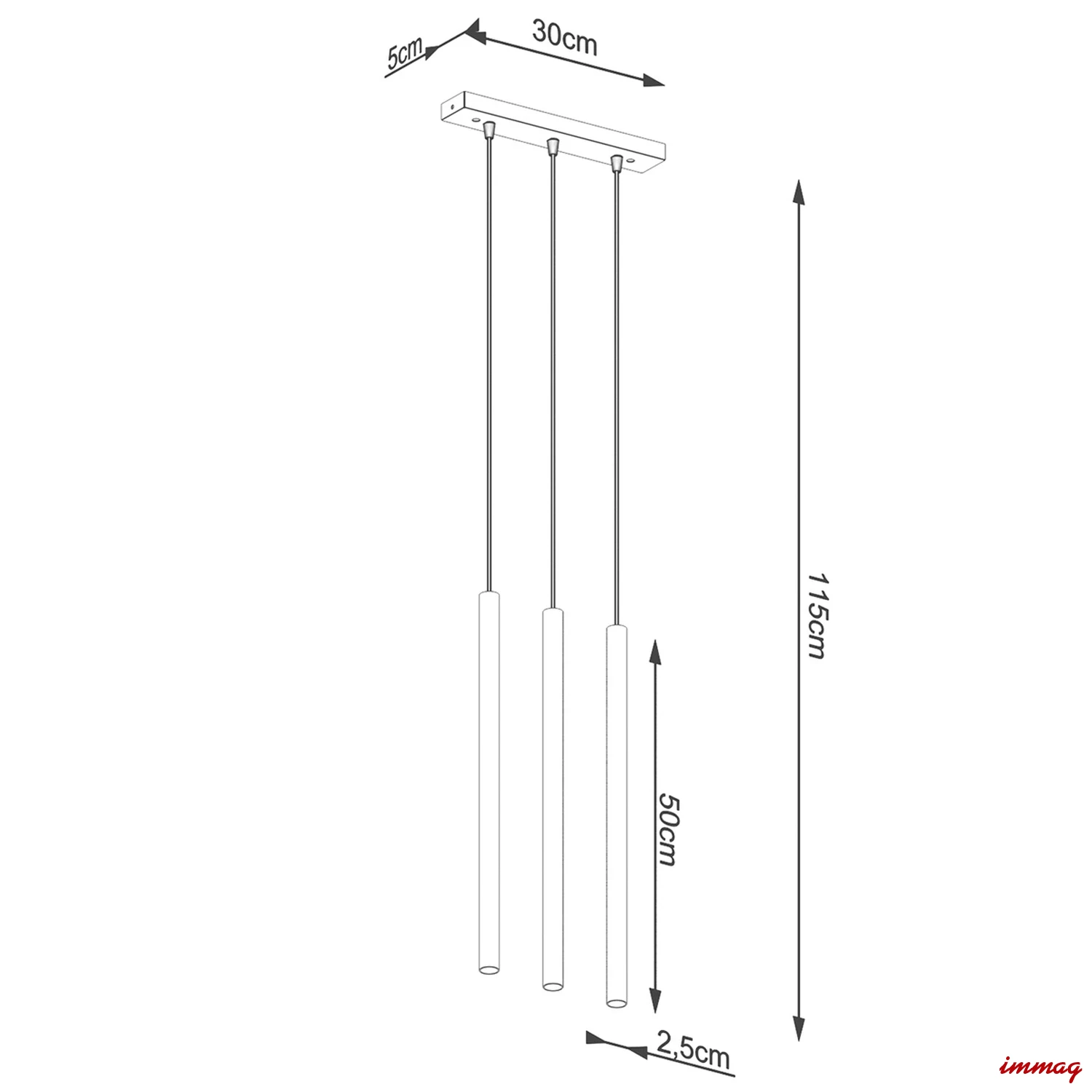 Lampa wisząca PASTELO 3L złota zwis SL.1171 SOLLUX LIGHTING - wymiary