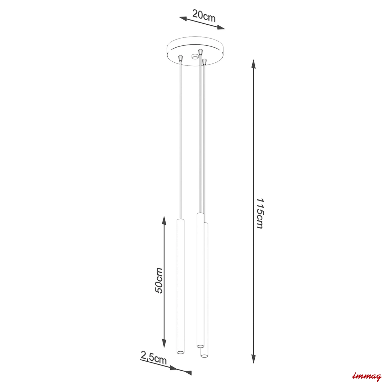 Lampa wisząca PASTELO 3P złota zwis SL.1172 SOLLUX LIGHTING - wymiary