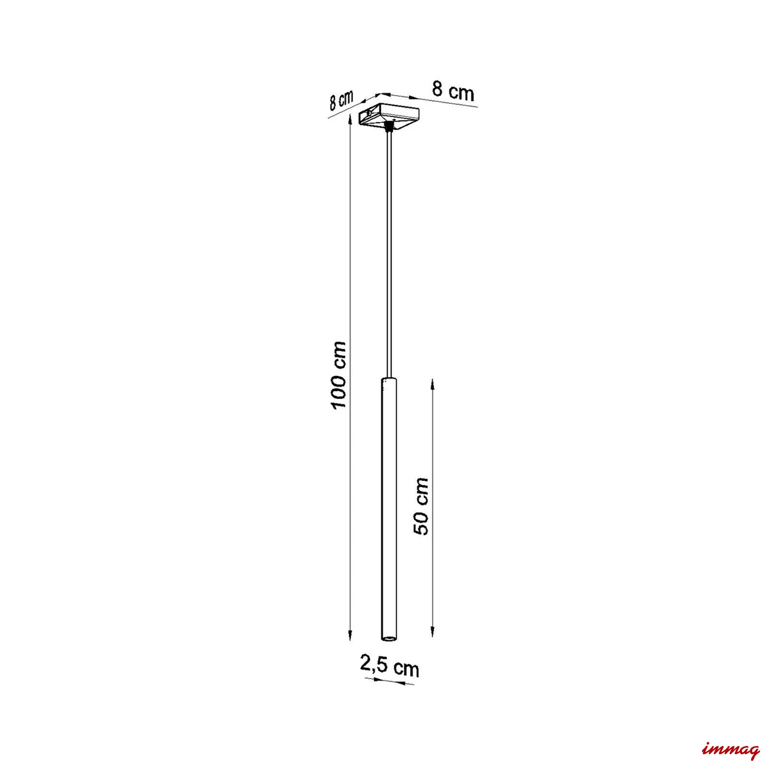 Lampa wisząca PASTELO 1 złoty połysk zwis SL.1195 SOLLUX LIGHTING - wymiary