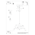 Lampa wisząca LEMMI 6 czarna żyrandol SL.1207 SOLLUX LIGHTING