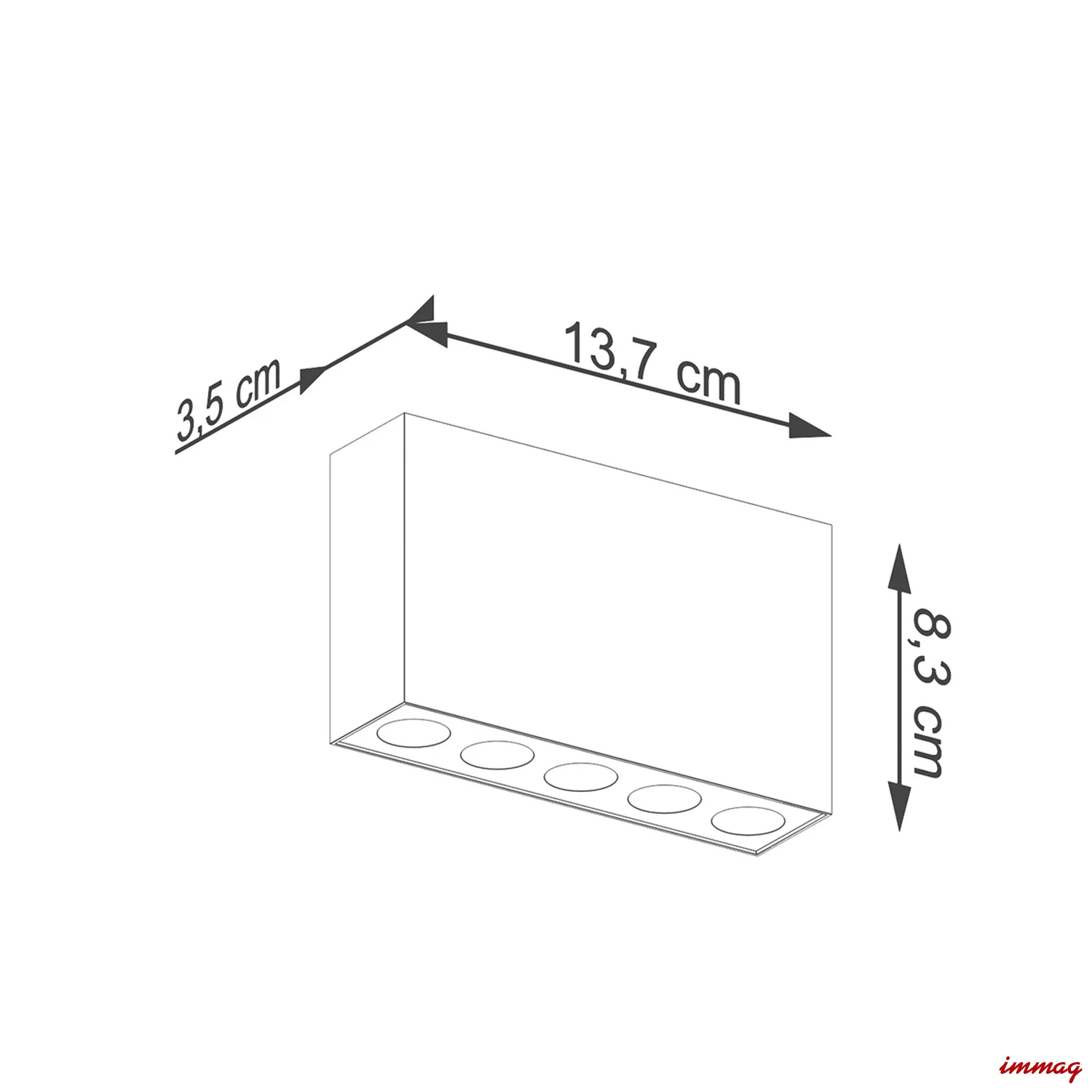 Lampa sufitowa SOLE czarny LED plafon SL.1212 SOLLUX LIGHTING - wymiary