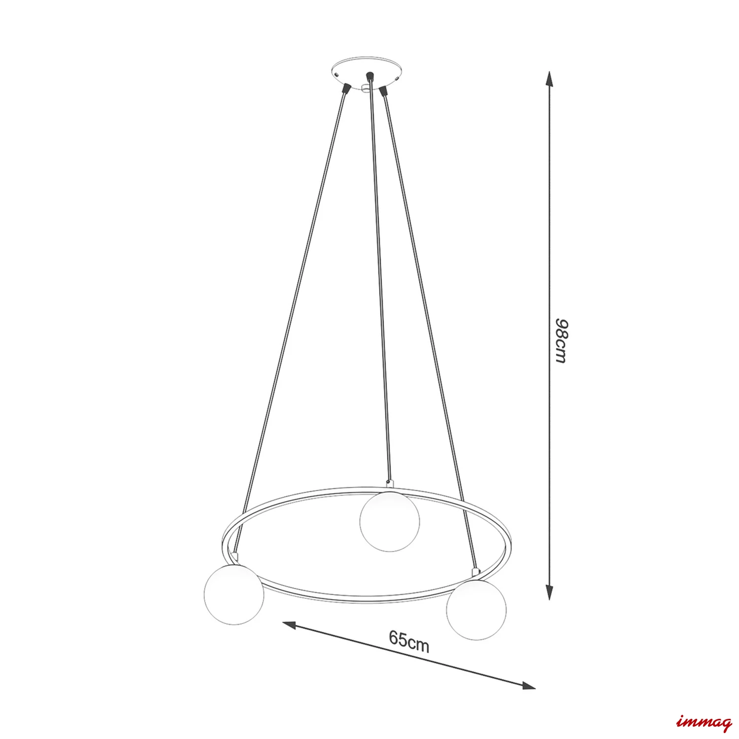 Lampa wisząca YOLI 3 żyrandol SL.1213 SOLLUX LIGHTING - wymiary