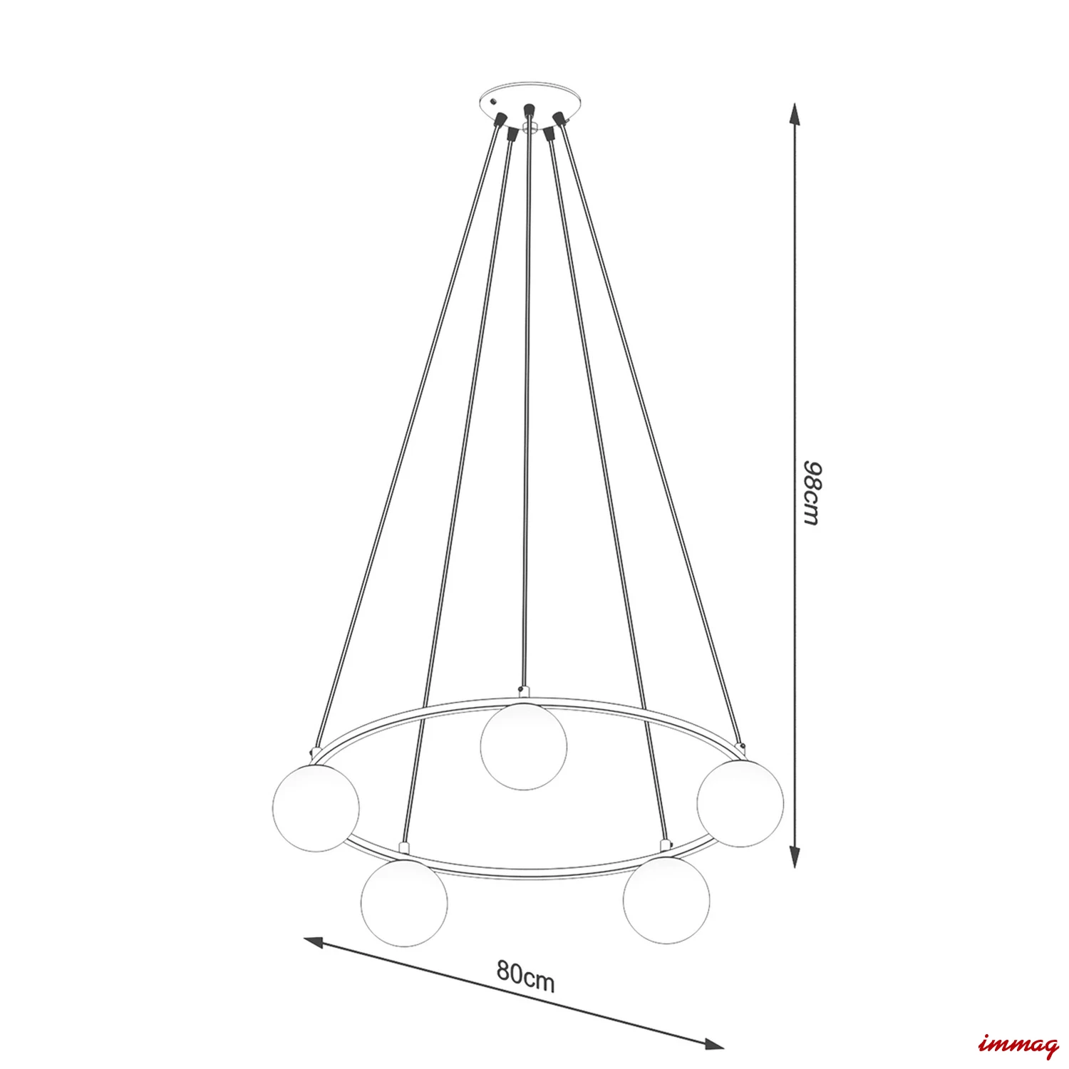 Lampa wisząca YOLI 5 żyrandol SL.1214 SOLLUX LIGHTING - wymiary
