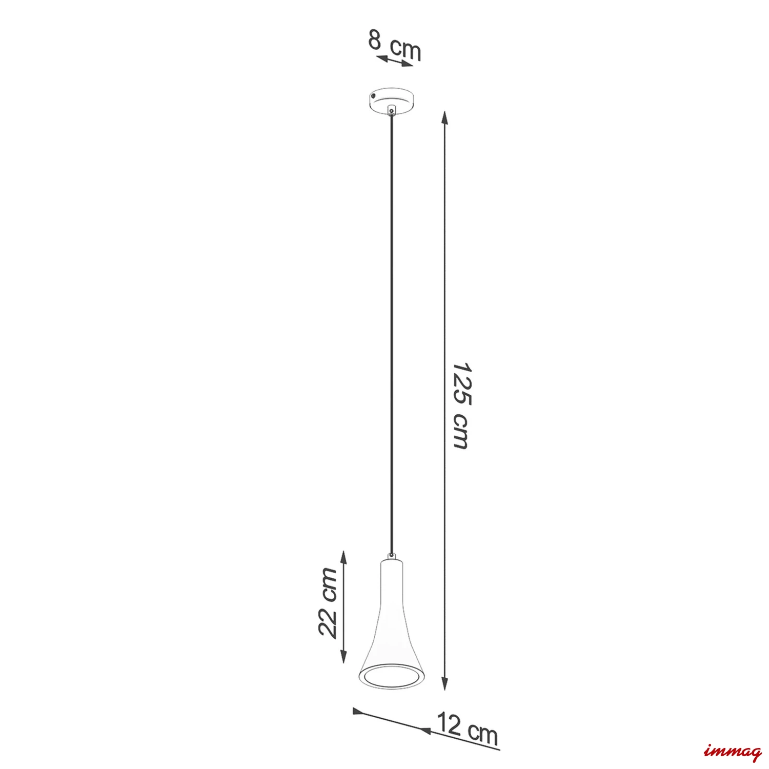 Lampa wisząca REA 1 beton zwis SL.1223 SOLLUX LIGHTING - wymiary