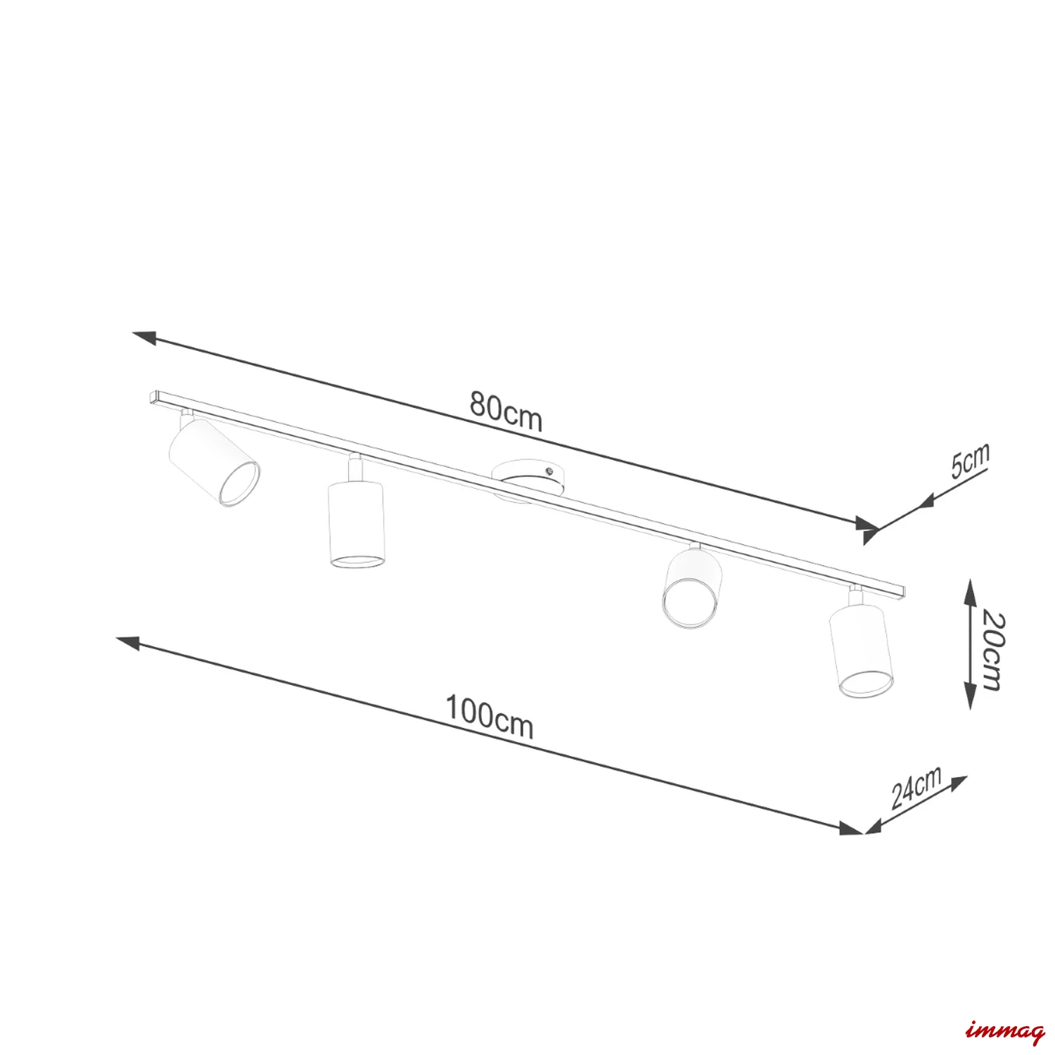 Lampa sufitowa LEMMI 4L biała plafon SL.1227 SOLLUX LIGHTING - wymiary