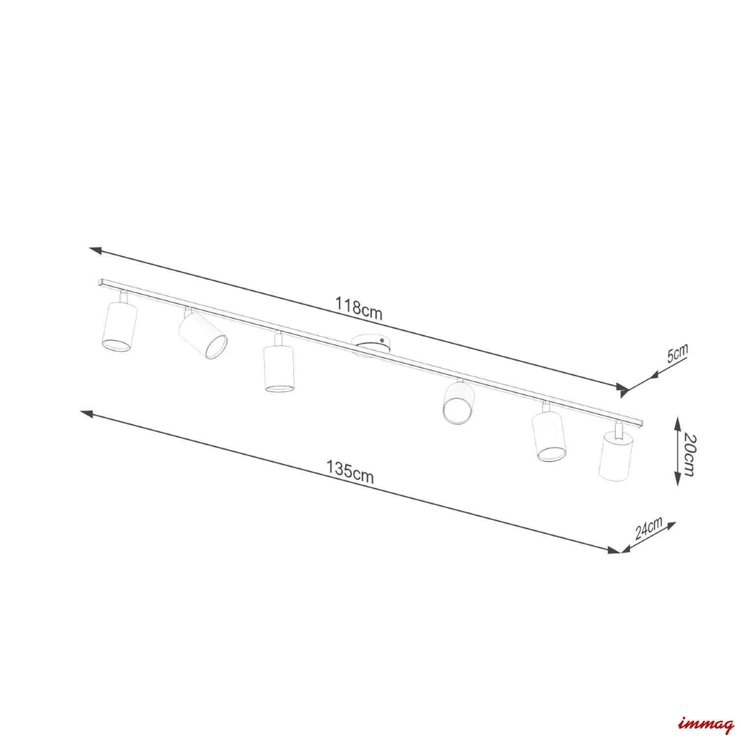 Lampa sufitowa LEMMI 6L biała plafon SL.1228 SOLLUX LIGHTING - wymiary