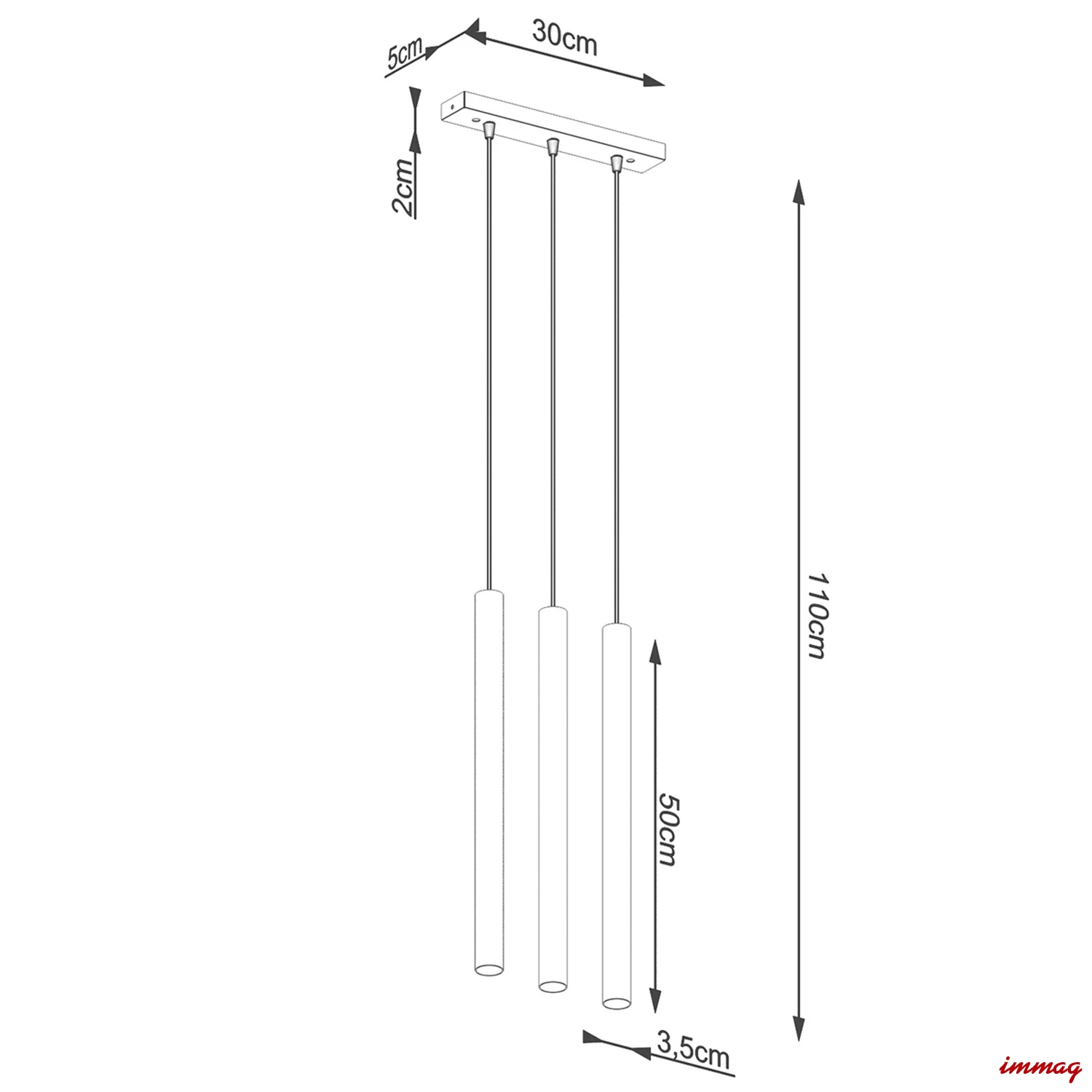 Lampa wisząca PASTELO 3L drewno zwis SL.1267 SOLLUX LIGHTING - wymiary