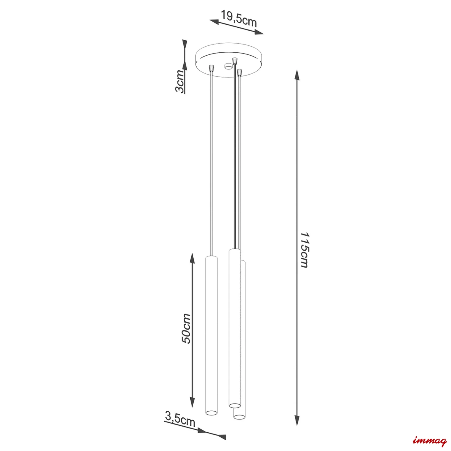 Lampa wisząca PASTELO 3P drewno zwis SL.1268 SOLLUX LIGHTING - wymiary