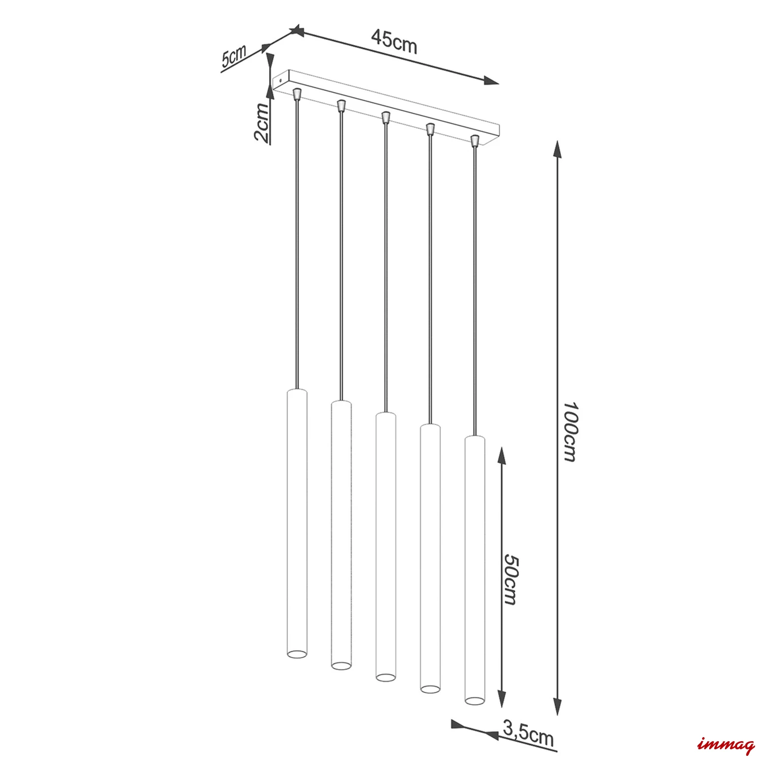 Lampa wisząca PASTELO 5L drewno zwis SL.1269 SOLLUX LIGHTING - wymiary