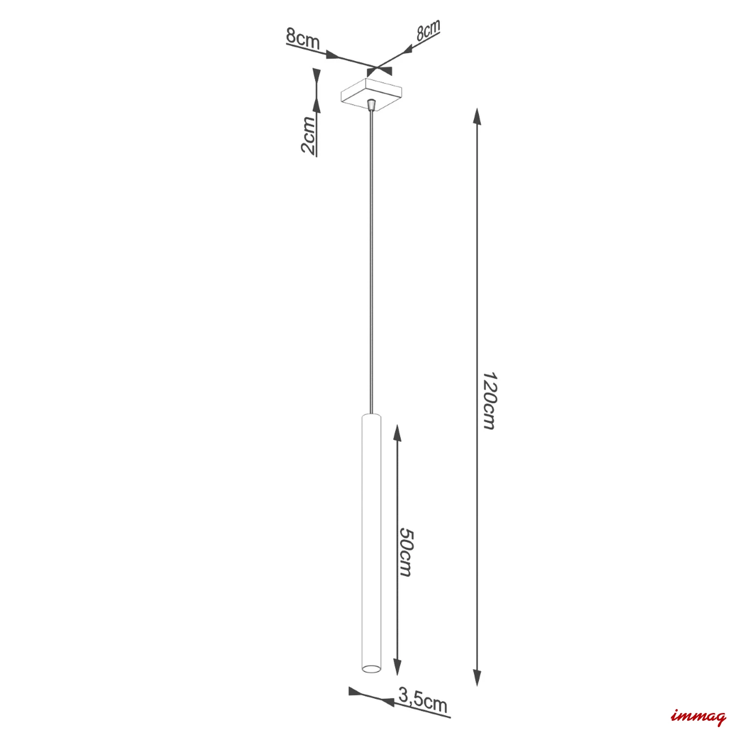Lampa wisząca PASTELO 1 beton zwis SL.1271 SOLLUX LIGHTING - wymiary
