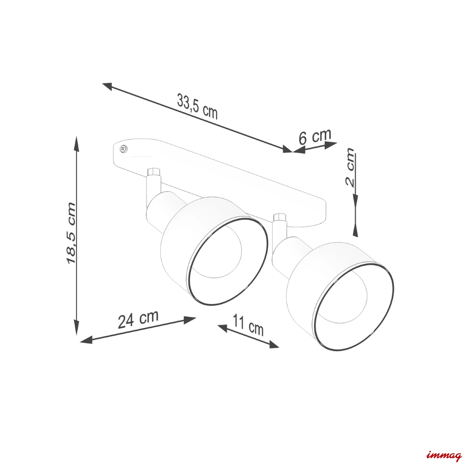Lampa sufitowa ELBA 2 biała plafon SL.1314 SOLLUX LIGHTING - wymiary