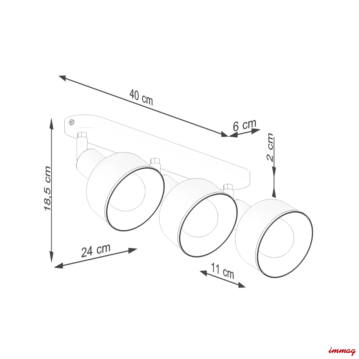 Lampa sufitowa ELBA 3 biała plafon SL.1315 SOLLUX LIGHTING - wymiary