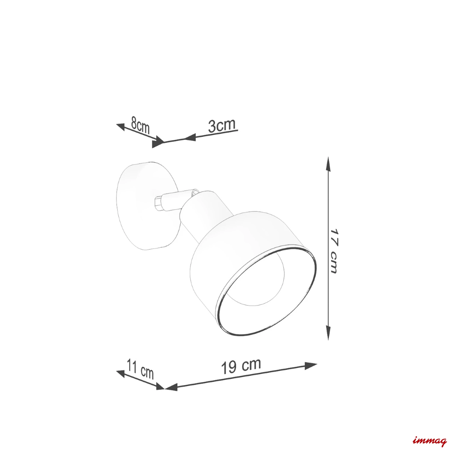 Lampa ścienna ELBA czarna kinkiet SL.1316 SOLLUX LIGHTING - wymiary