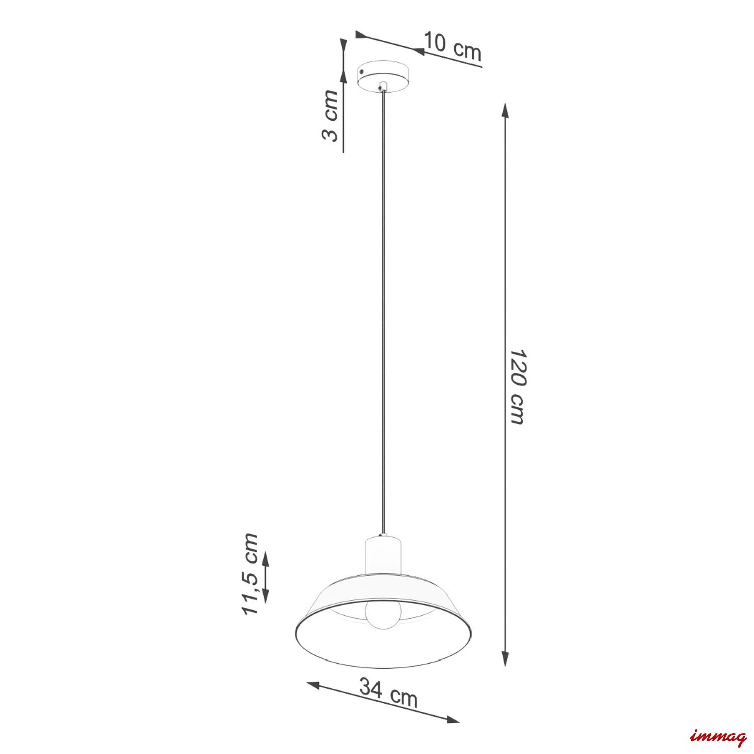 Lampa wisząca FANO biała zwis SL.1321 SOLLUX LIGHTING - wymiary