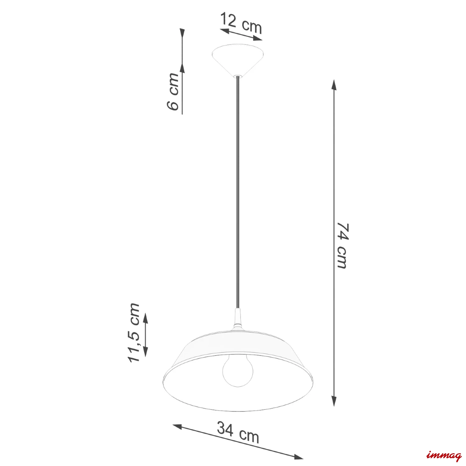 Lampa wisząca FRIKA czarna zwis SL.1328 SOLLUX LIGHTING - wymiary