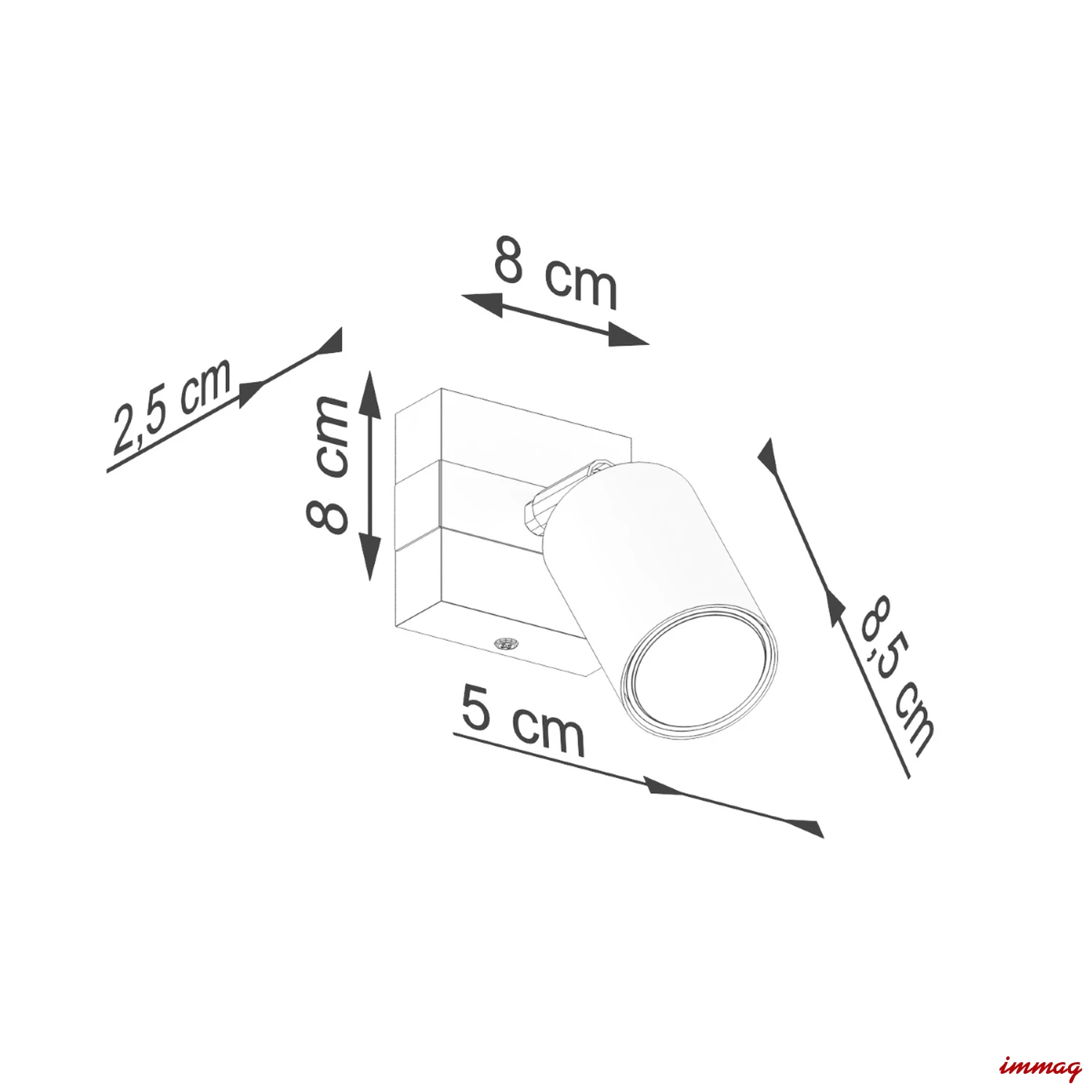 Lampa ścienna FAGER 1 czarna kinkiet SL.1343 SOLLUX LIGHTING - wymiary