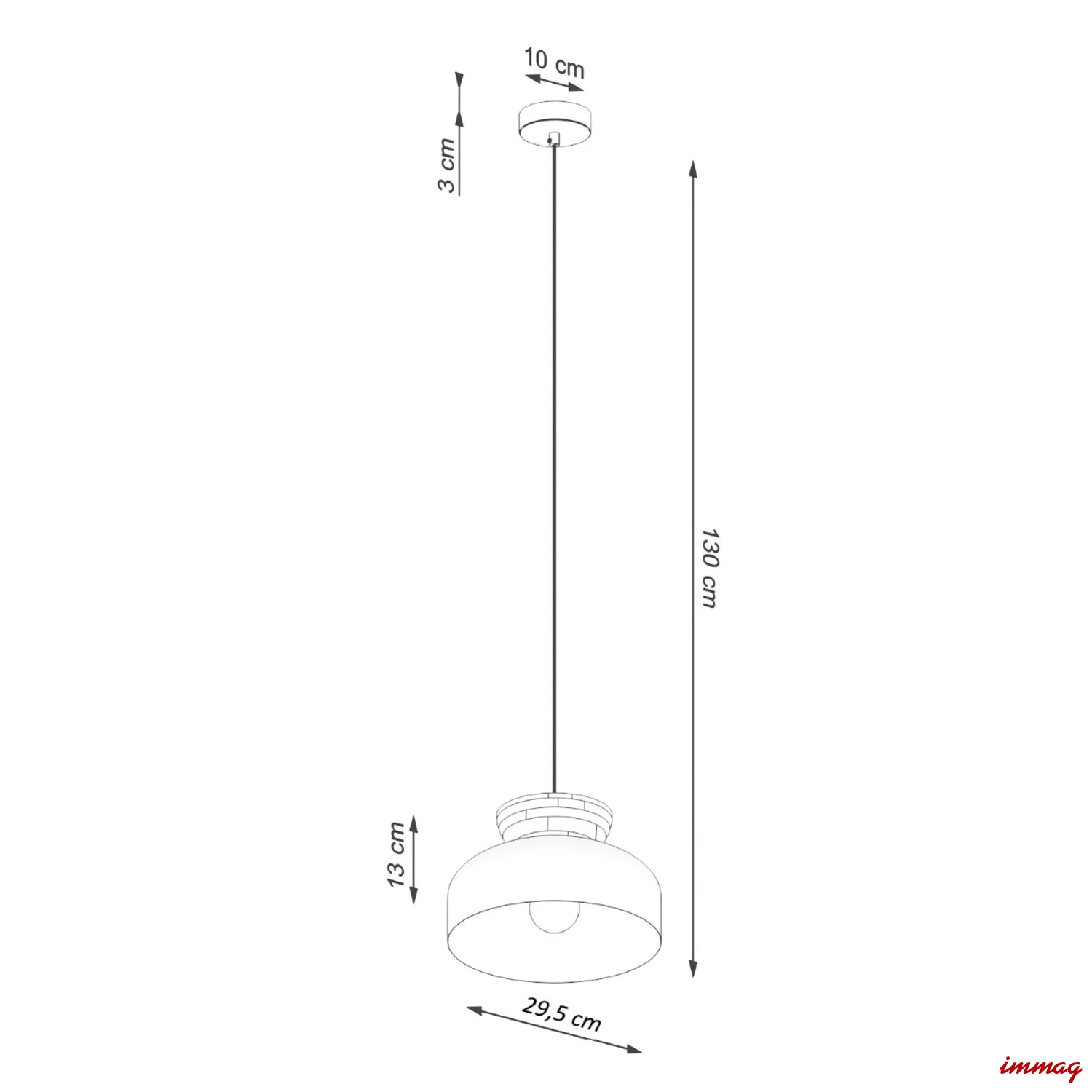 Lampa wisząca MARION biała zwis SL.1350 SOLLUX LIGHTING - wymiary
