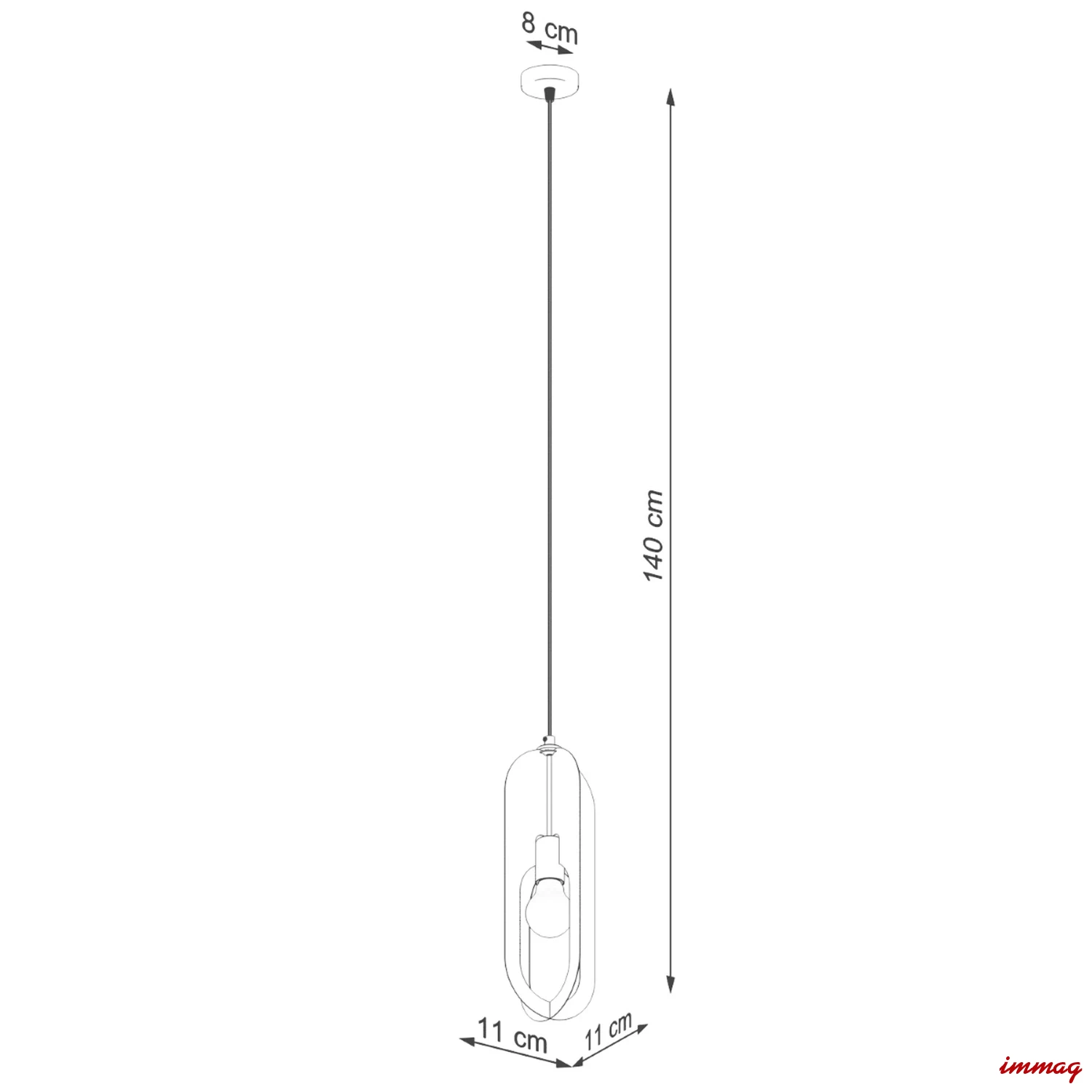 Lampa wisząca NICUS 1 biała zwis SL.1360 SOLLUX LIGHTING - wymiary