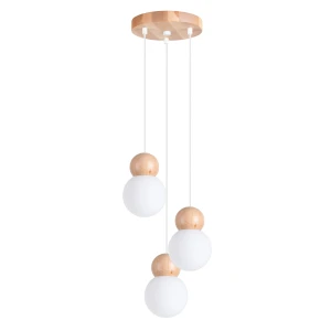 Lampa wisząca PEKKA 3P biała/naturalne drewno zwis SL.1391 SOLLUX LIGHTING