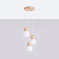 Lampa wisząca PEKKA 3P biała/naturalne drewno zwis SL.1391 SOLLUX LIGHTING