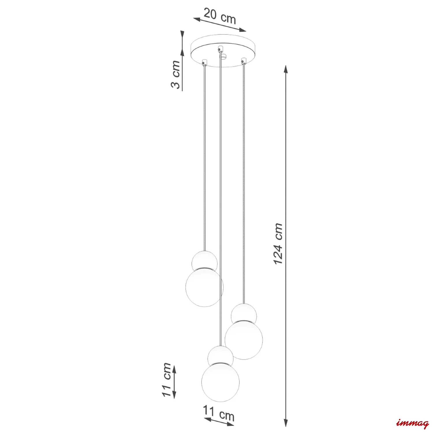 Lampa wisząca PEKKA 3P biała/naturalne drewno zwis SL.1391 SOLLUX LIGHTING - wymiary