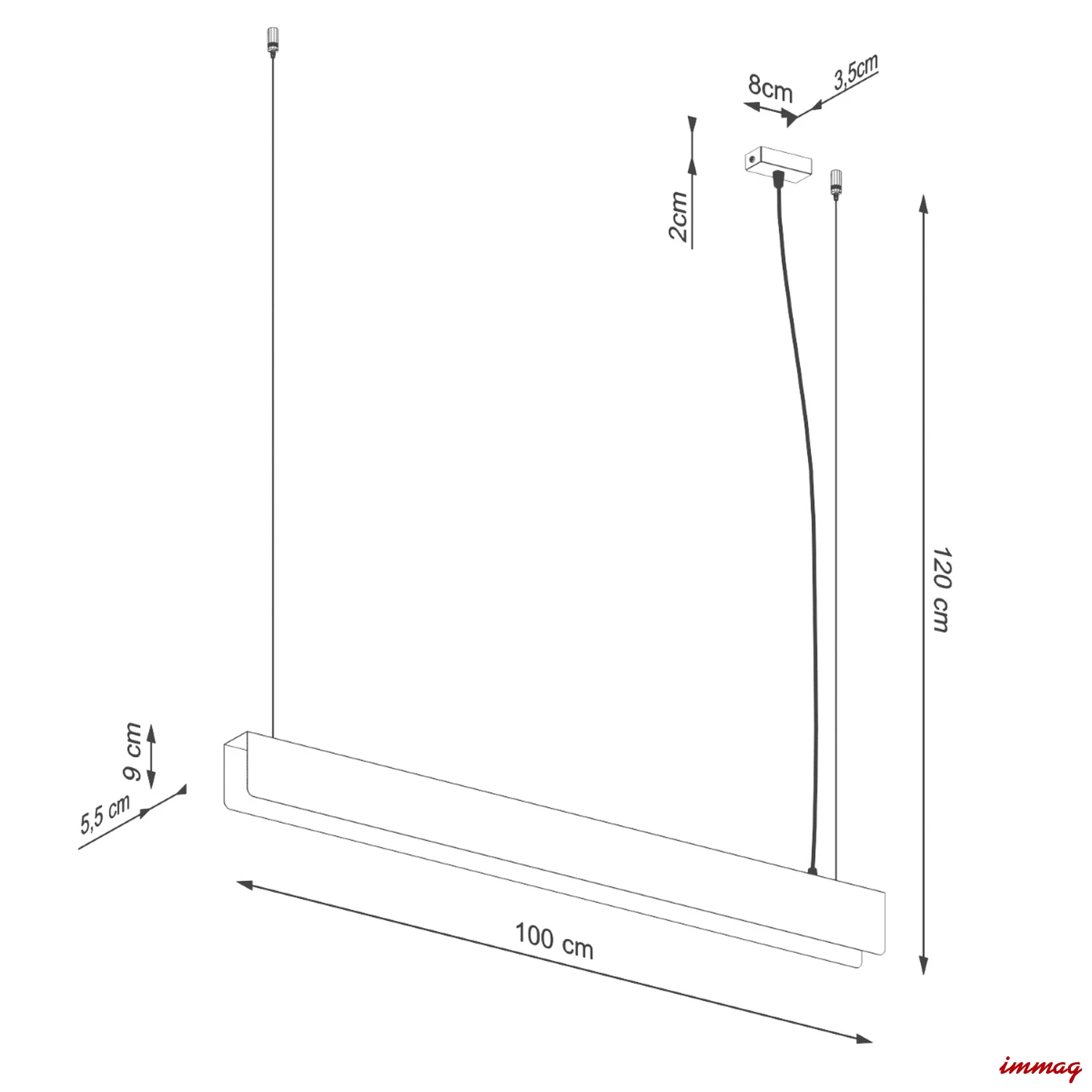 Lampa wisząca SPARK biała zwis SL.1394 SOLLUX LIGHTING - wymiary