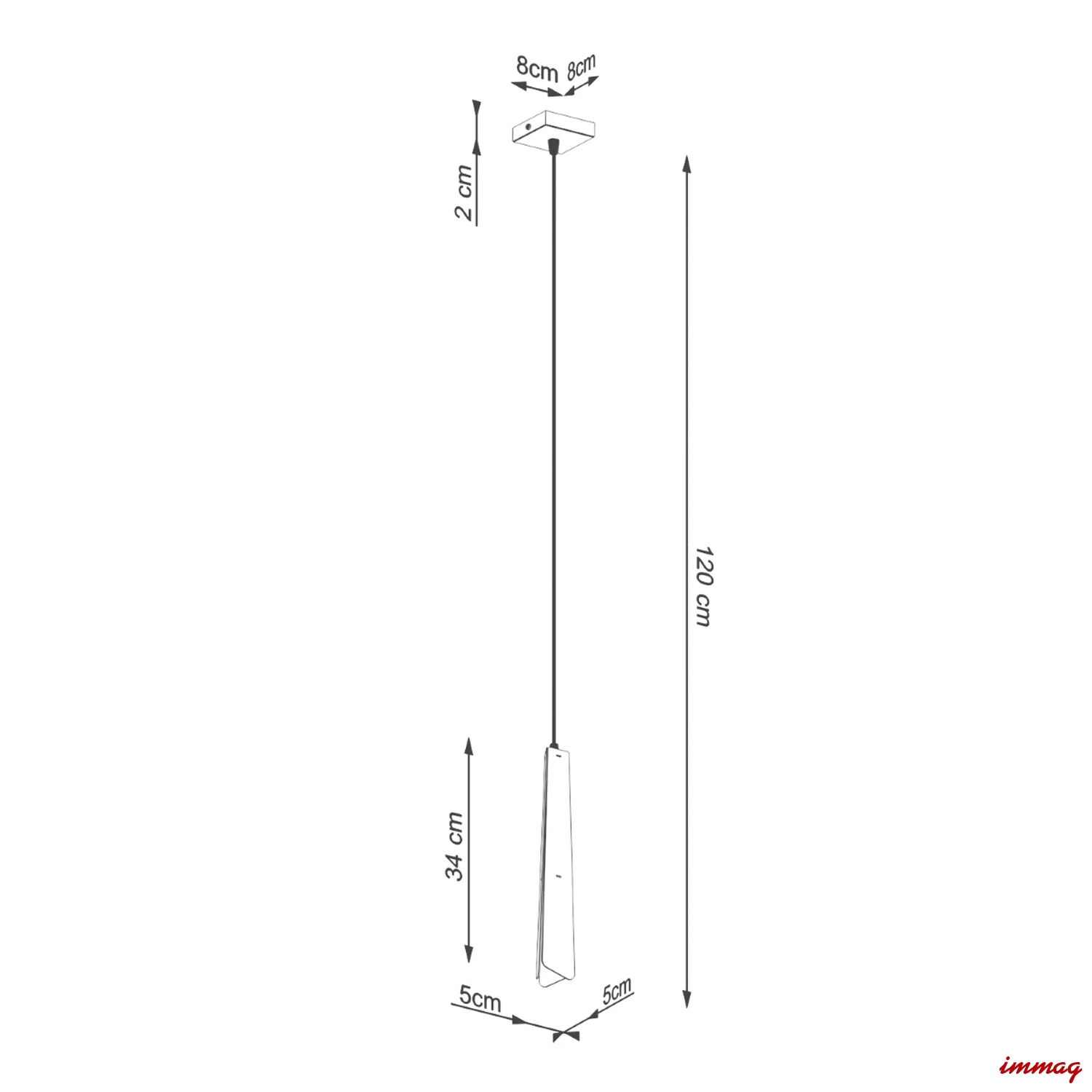 Lampa wisząca PRYSM 1 czarna zwis SL.1400 SOLLUX LIGHTING - wymiary