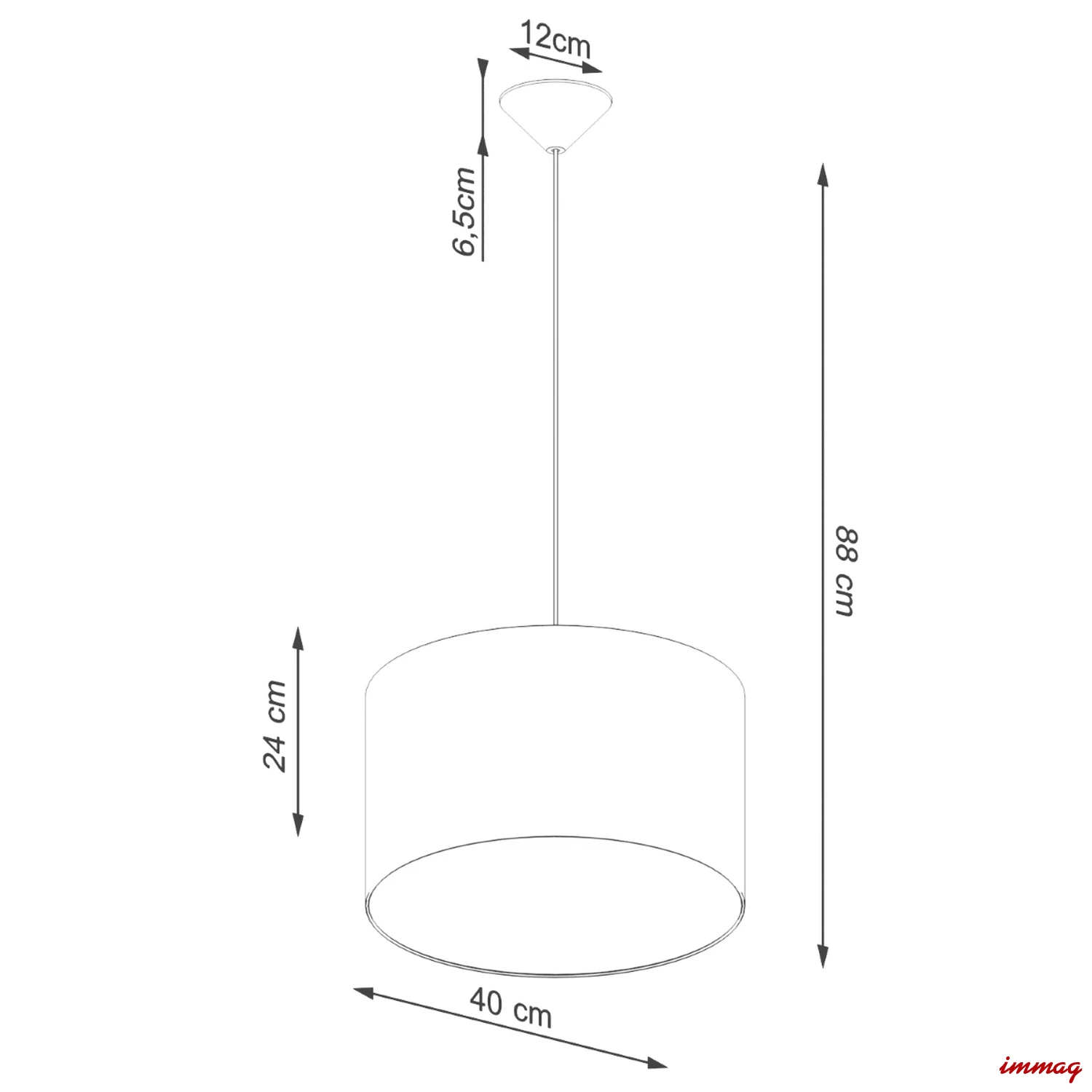 Lampa wisząca NOVA 40 biała zwis SL.1404 SOLLUX LIGHTING - wymiary