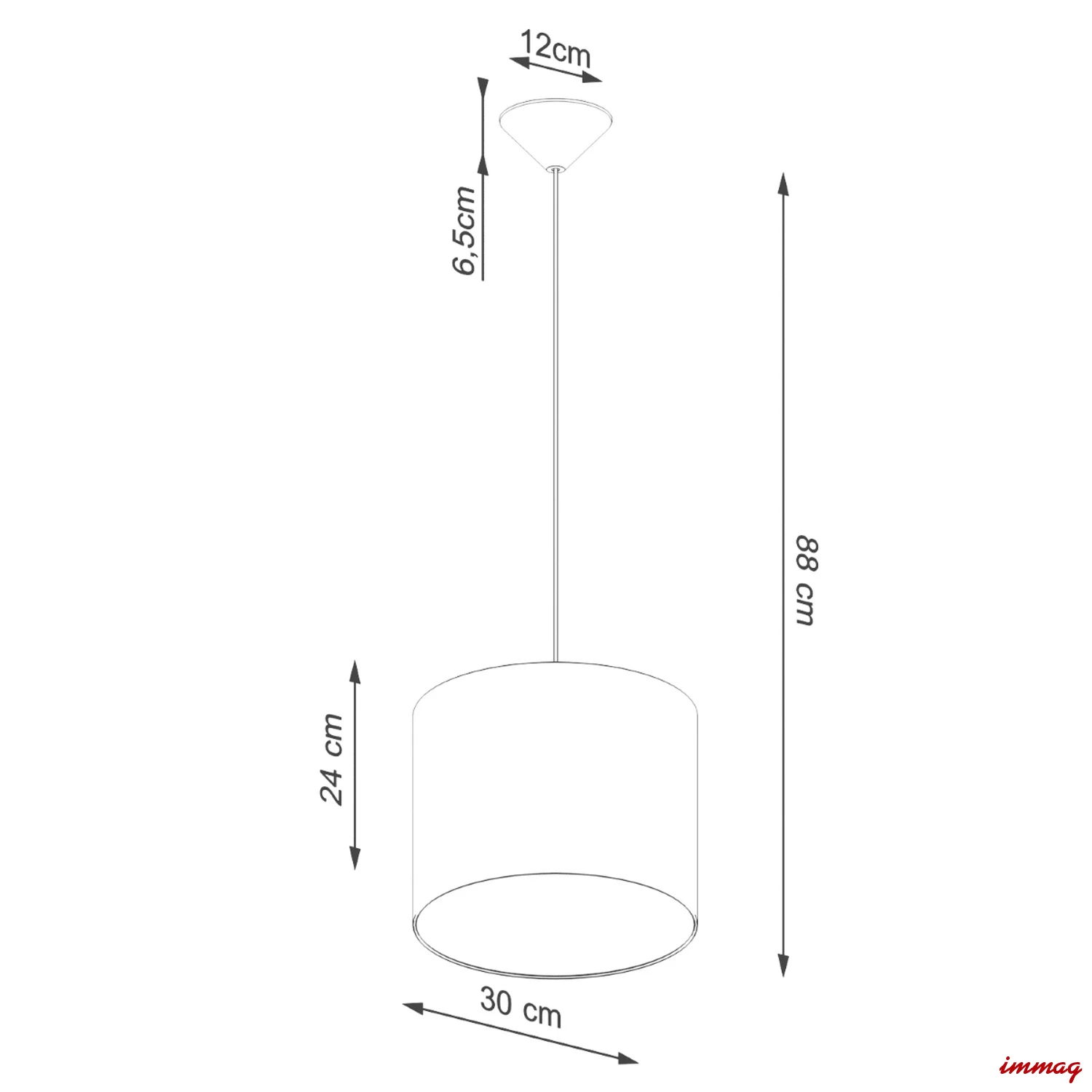 Lampa wisząca NOVA 30 czarna zwis SL.1405 SOLLUX LIGHTING - wymiary