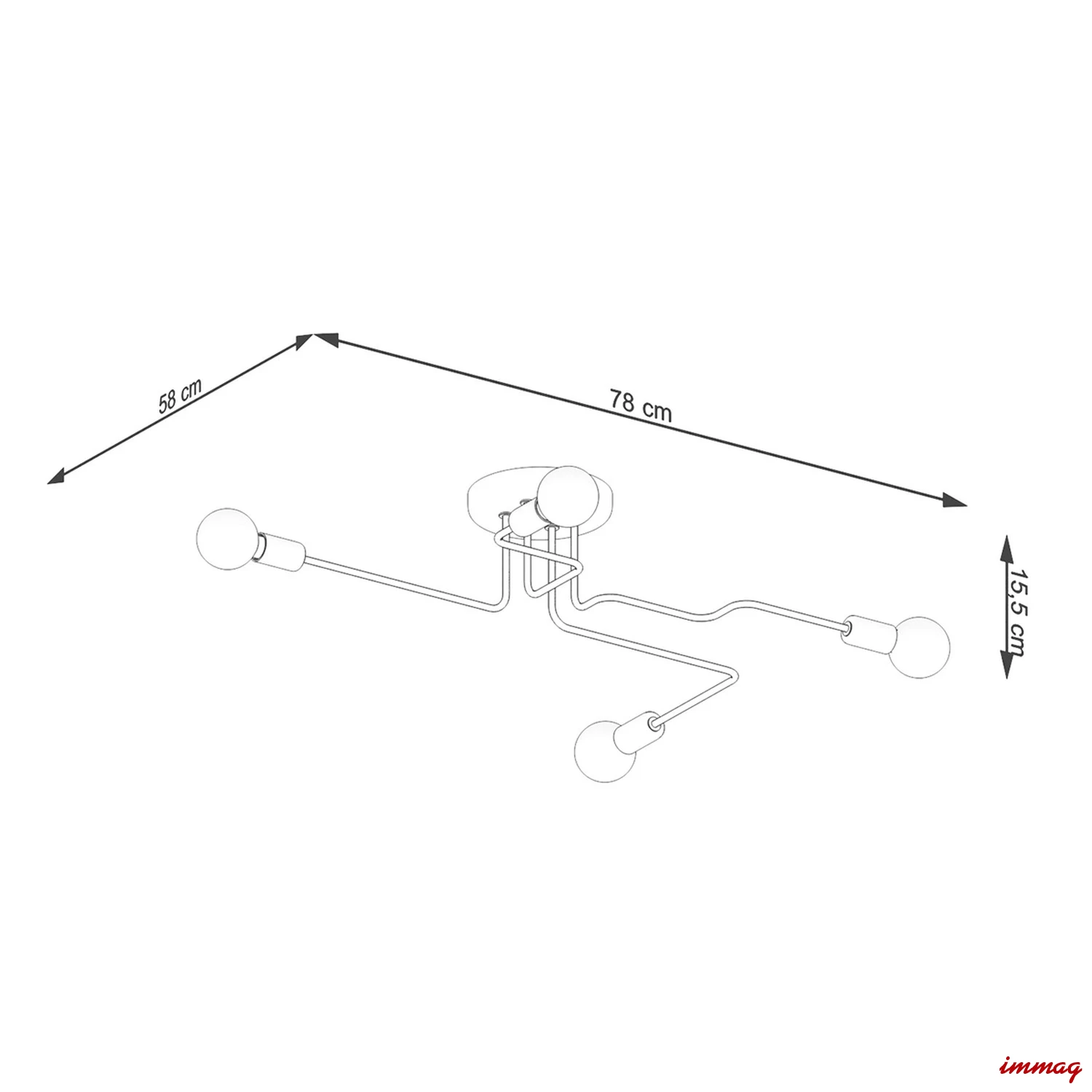 Lampa sufitowa VECTOR 4 biała plafon SL.1442 SOLLUX LIGHTING - wymiary