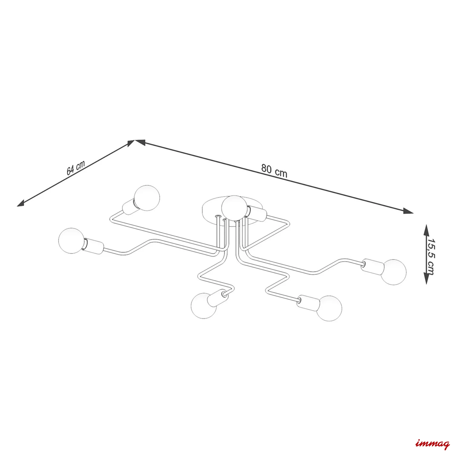 Lampa sufitowa VECTOR 6 biała plafon SL.1443 SOLLUX LIGHTING - wymiary