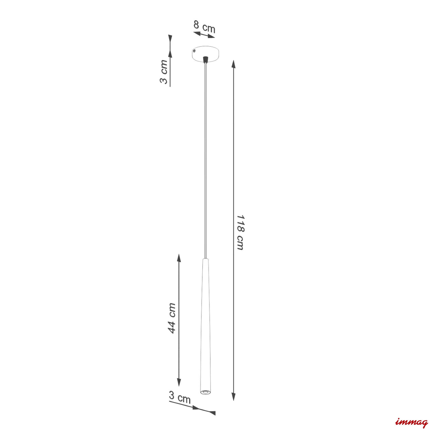 Lampa wisząca BLISS 1 czarna zwis SL.1462 SOLLUX LIGHTING - wymiary