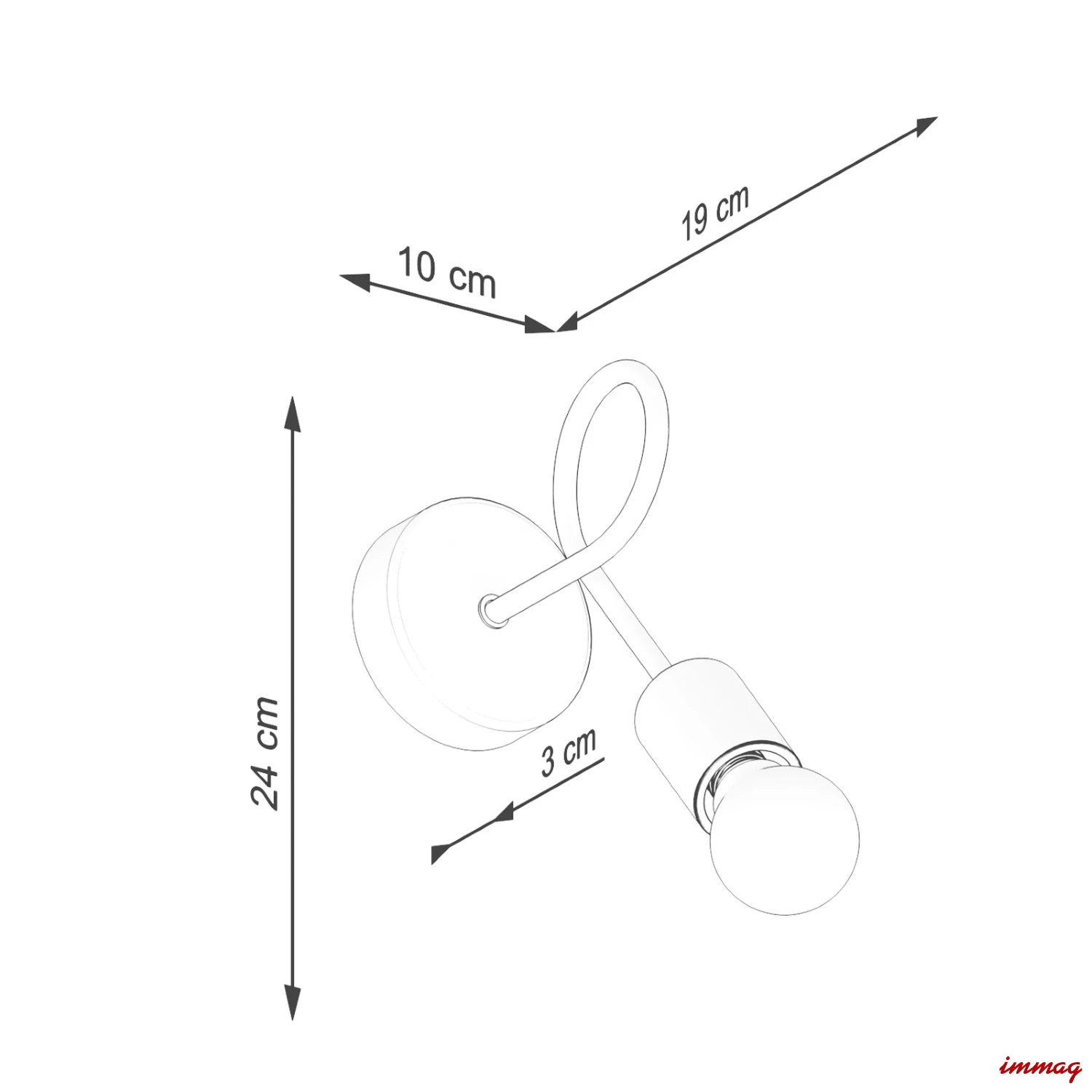 Lampa ścienna EMBER biała kinkiet SL.1473 SOLLUX LIGHTING - wymiary