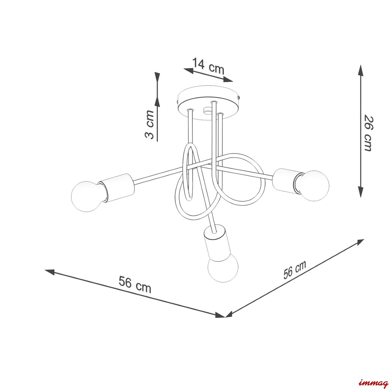 Lampa wisząca EMBER 3 biała żyrandol SL.1474 SOLLUX LIGHTING - wymiary